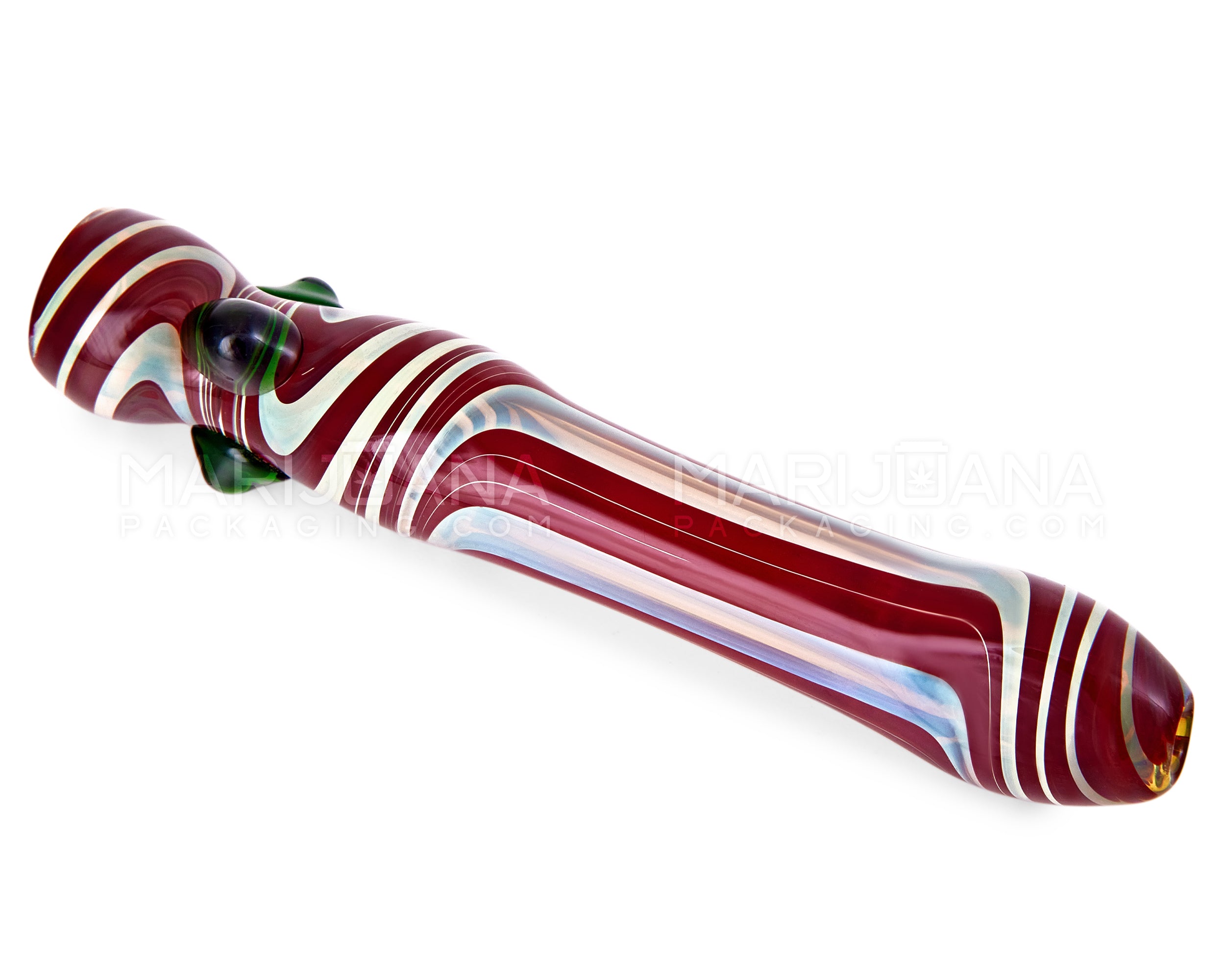 USA Glass | Swirl & Gold Fumed Chillum Hand Pipe w/ Triple Knockers | 3.5in Long - Glass - Assorted - 5