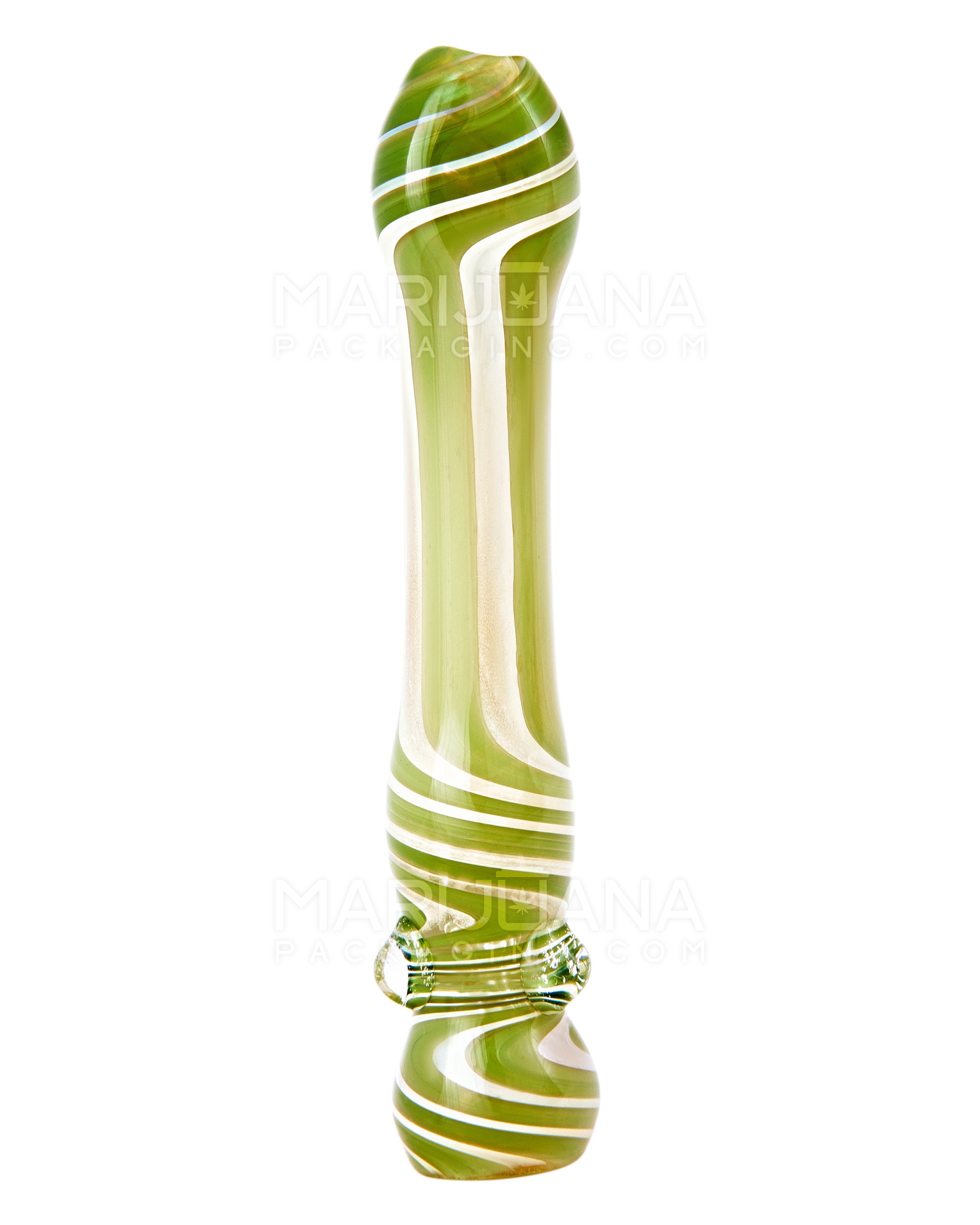 USA Glass | Swirl & Gold Fumed Chillum Hand Pipe w/ Triple Knockers | 3.5in Long - Glass - Assorted - 6