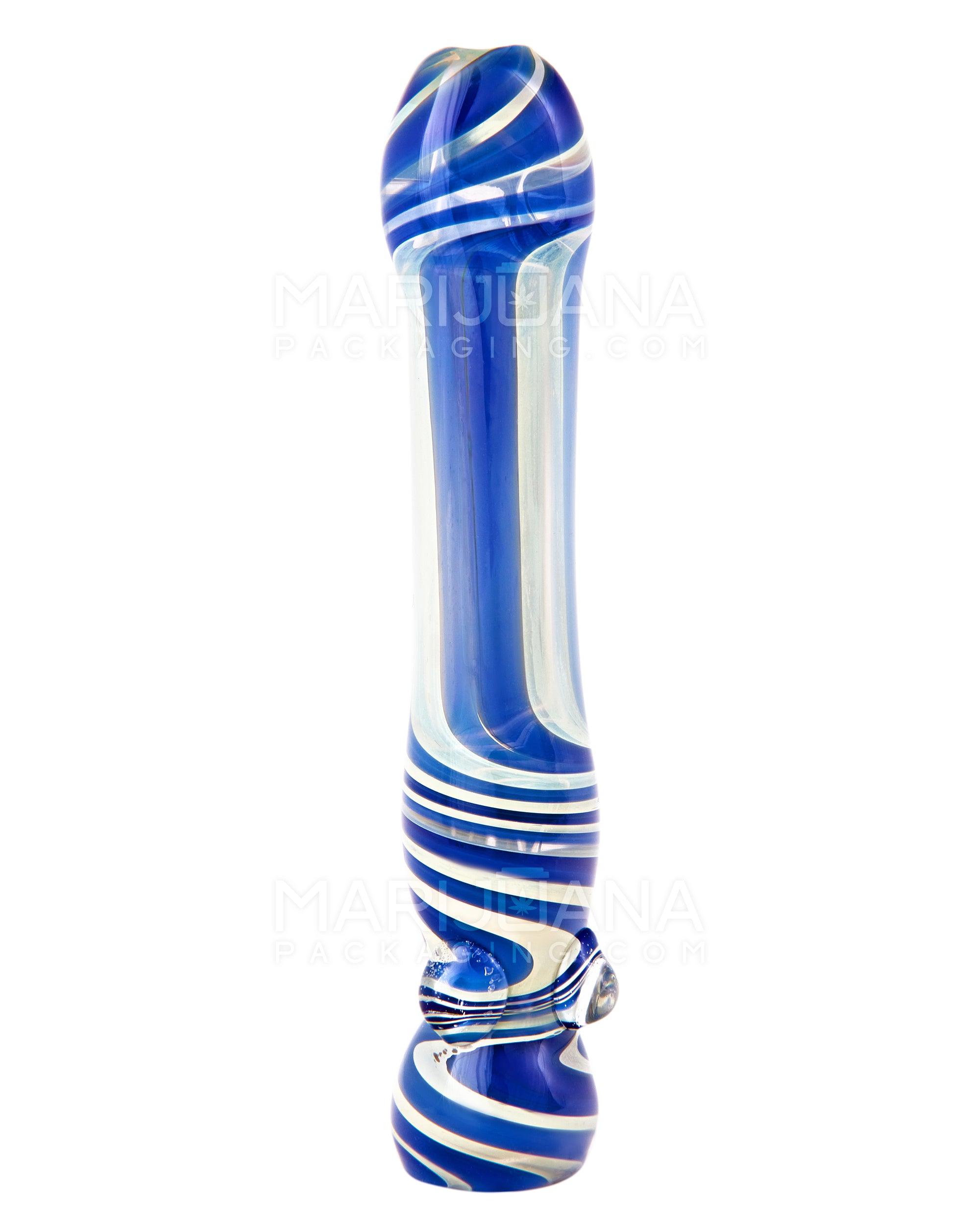 USA Glass | Swirl & Gold Fumed Chillum Hand Pipe w/ Triple Knockers | 3.5in Long - Glass - Assorted - 7