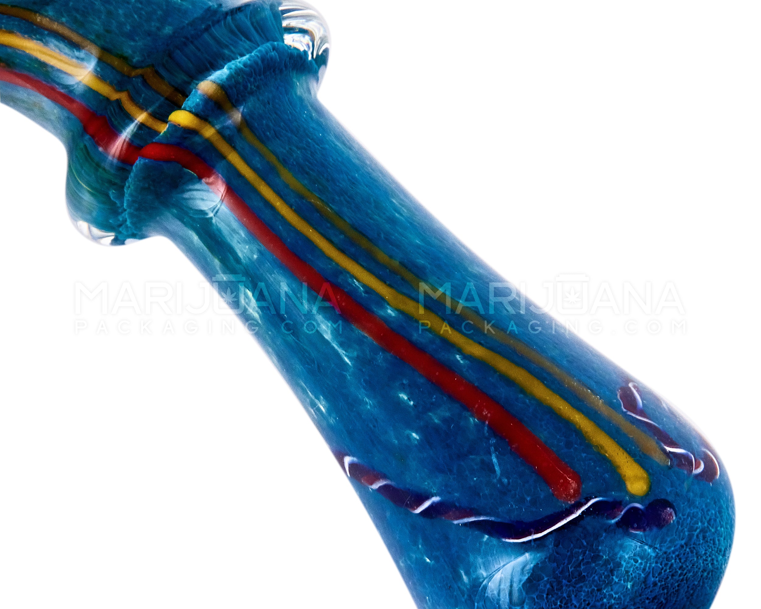 Frit & Striped Ringed Bear Claw Spoon Hand Pipe | 5in Long - Glass - Assorted - 3