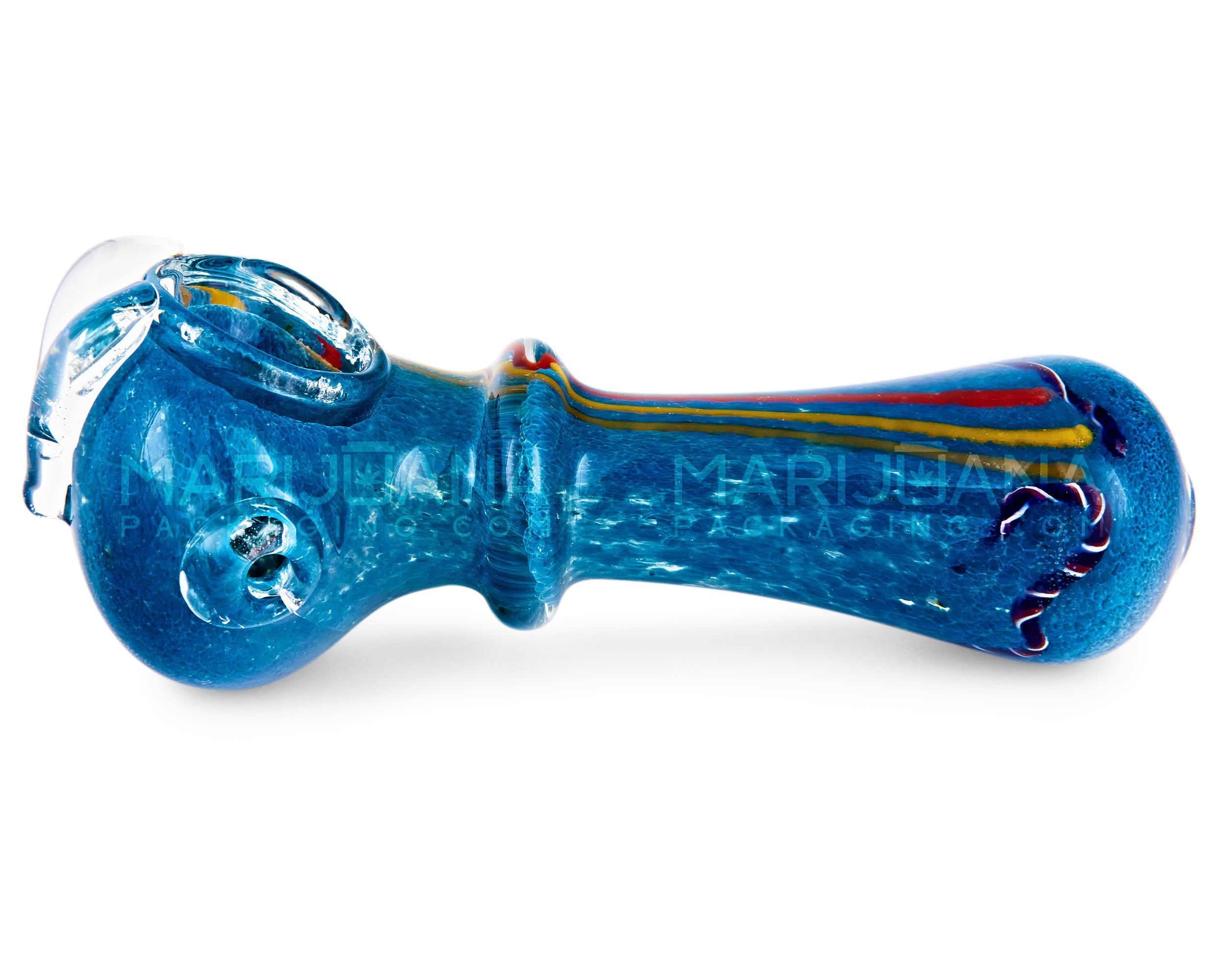 Frit & Striped Ringed Bear Claw Spoon Hand Pipe | 5in Long - Glass - Assorted - 4