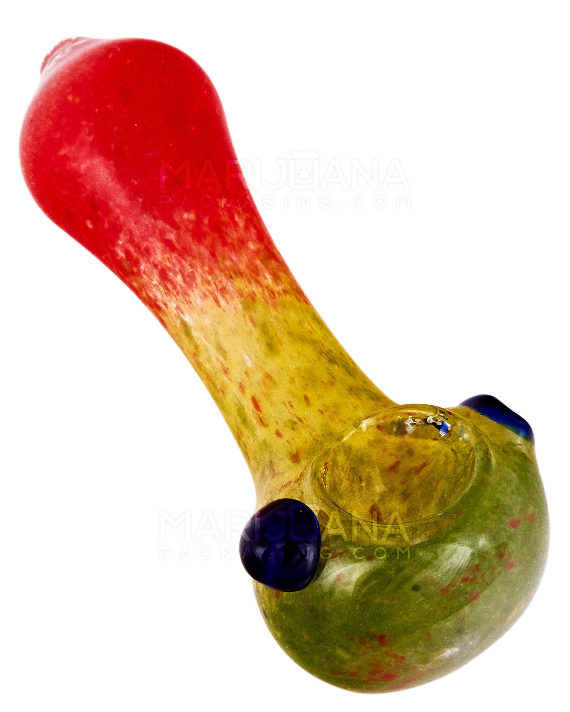 Frit Spoon Hand Pipe w/ Knocker | 4.5in Long - Glass - Rasta - 1