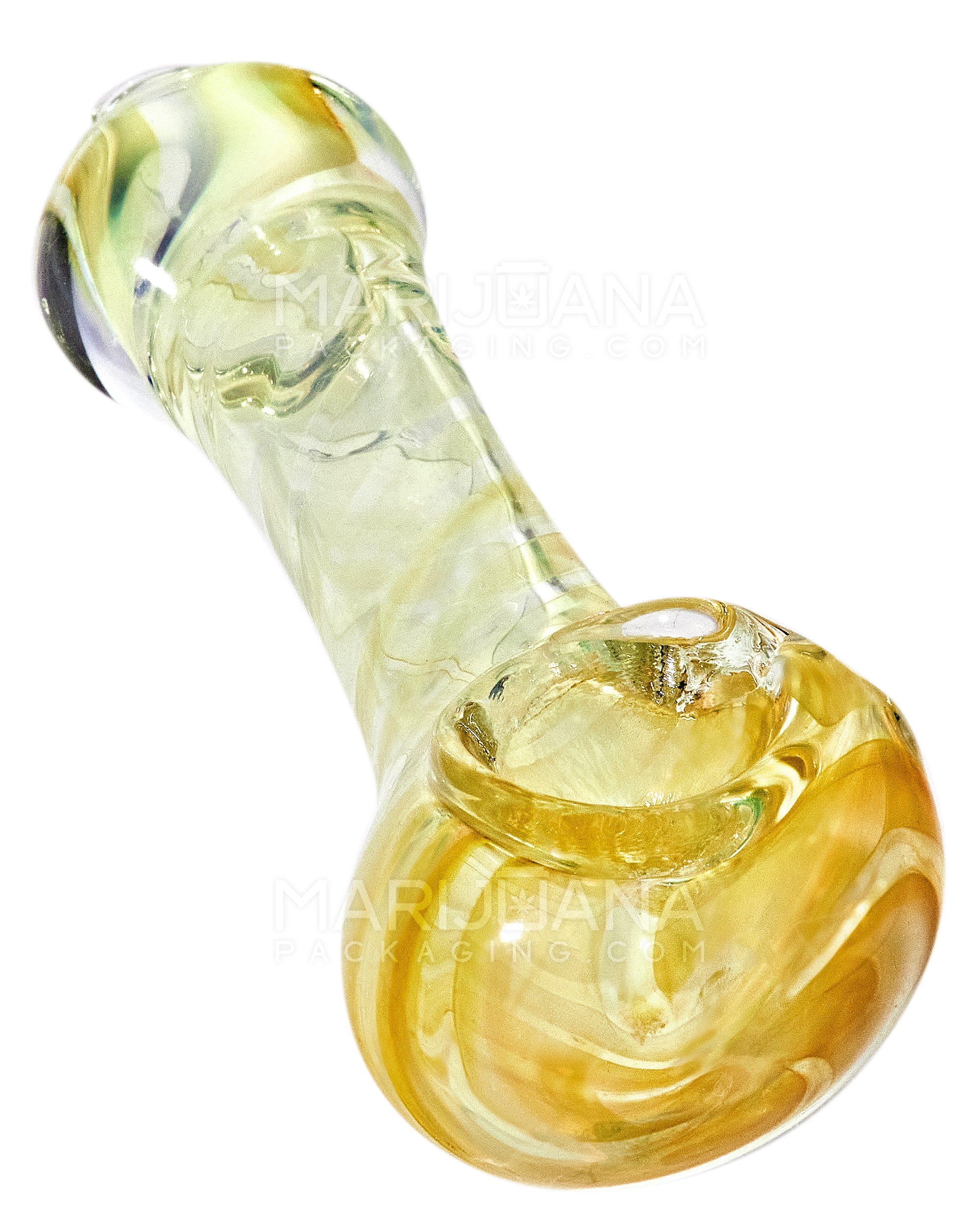 Spiral & Gold Fumed Spoon Hand Pipe | 3.5in Long - Glass - Assorted - 1