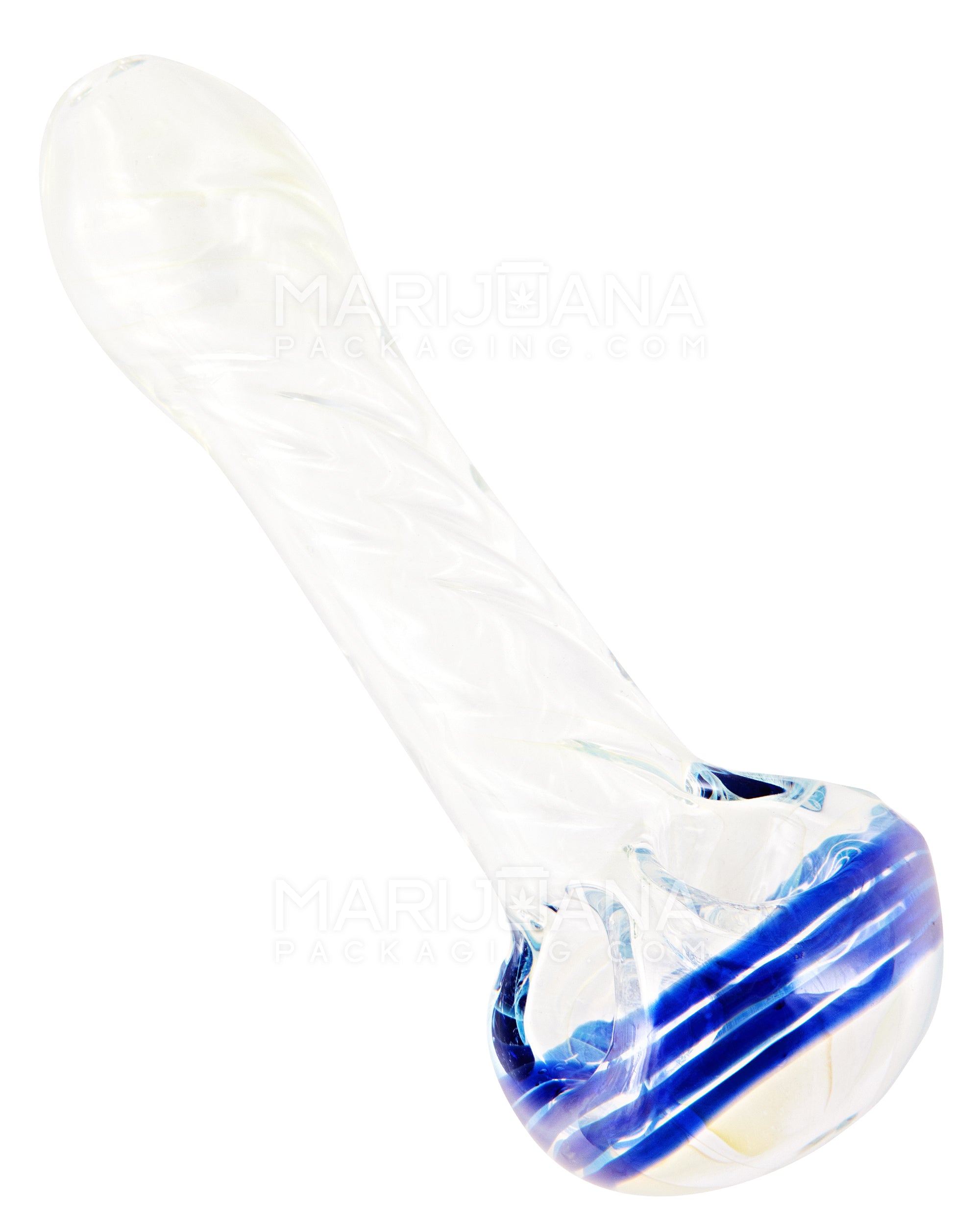 Double Bowl | Spiral & Gold Fumed Spoon Hand Pipe w/ Swirls | 4.5in Long - Glass - Assorted - 6