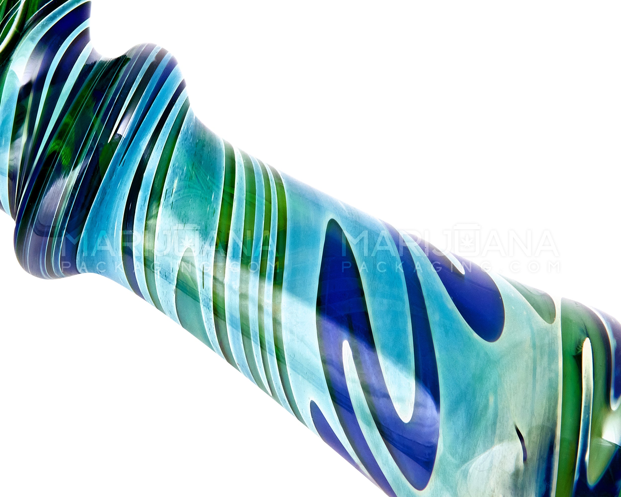Print Fumed Ringed Spoon Hand Pipe w/ Triple Knockers | 4in Long - Glass - Assorted - 3