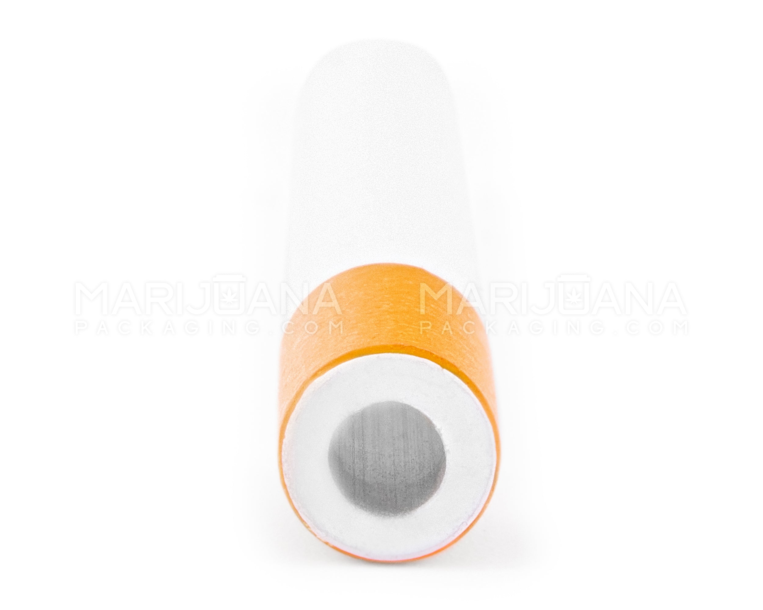 Cigarette Chillum Hand Pipe | 3in Long - Metal - Orange & White - 4