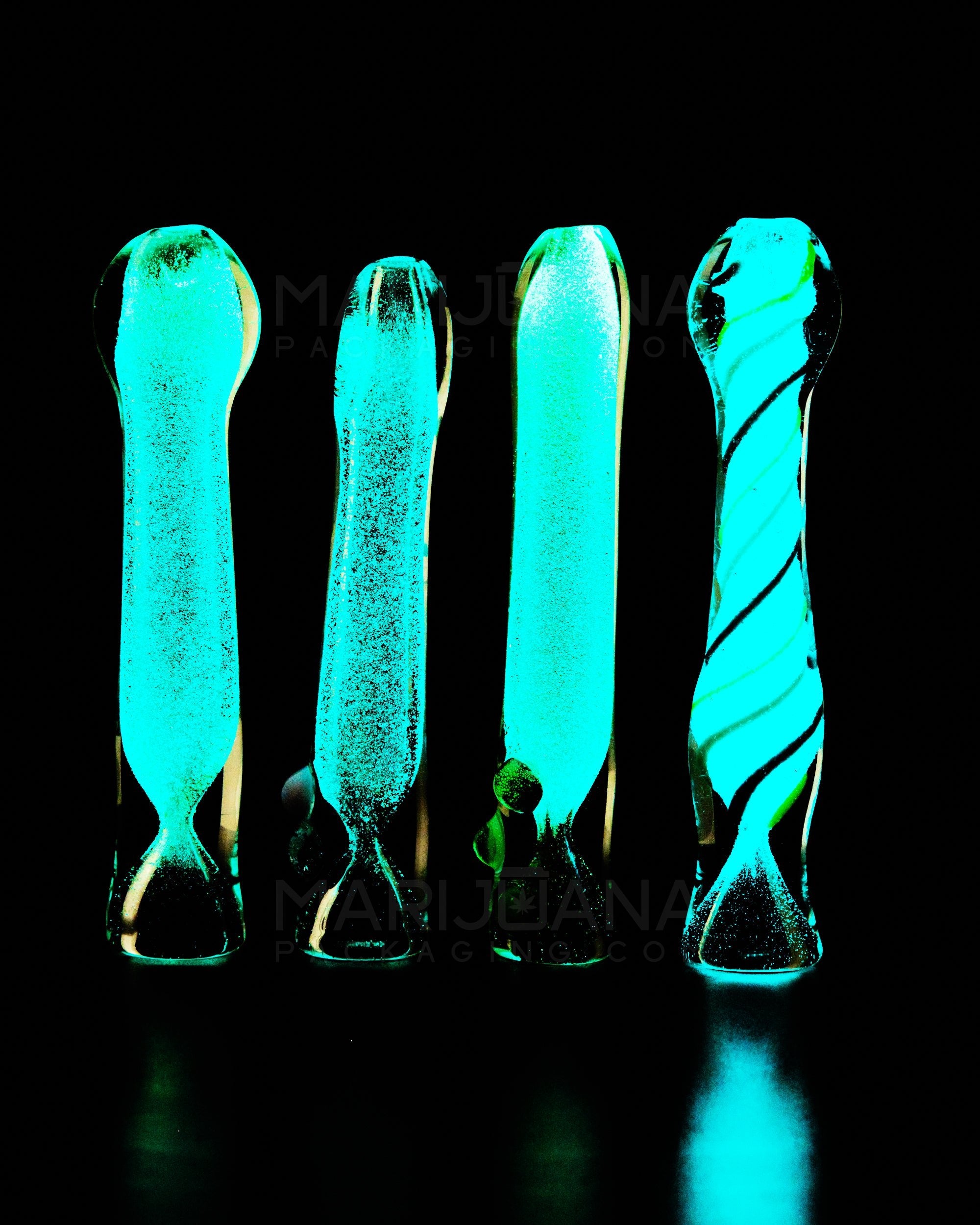 Glow-in-the-Dark | Spiral Chillum Hand Pipe | 3.5in Long - Glass - Assorted - 11