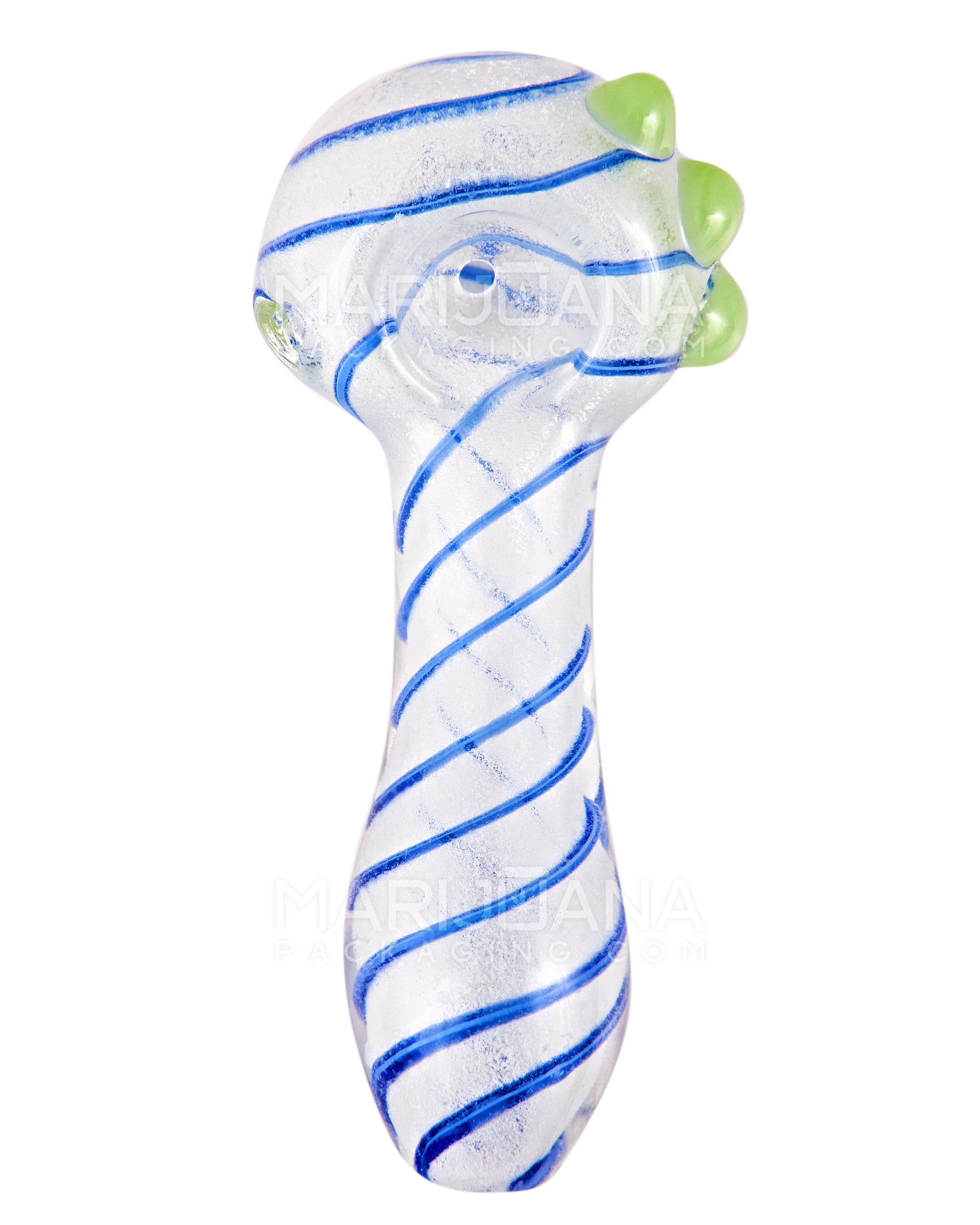 Glow-in-the-Dark | Spiral Spoon Hand Pipe w/ Triple Knockers | 3.5in Long - Glass - Assorted - 2