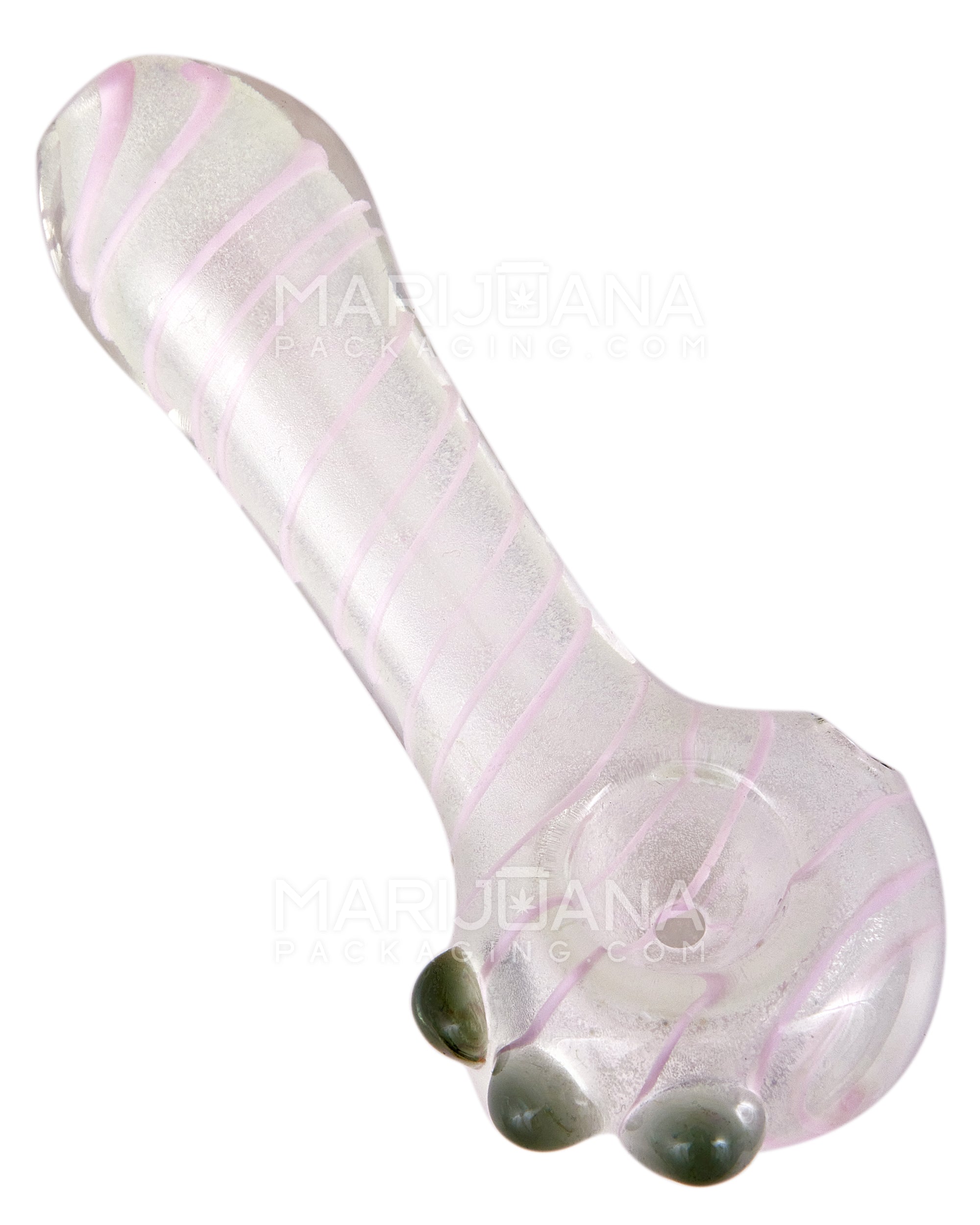 Glow-in-the-Dark | Spiral Spoon Hand Pipe w/ Triple Knockers | 3.5in Long - Glass - Assorted - 9