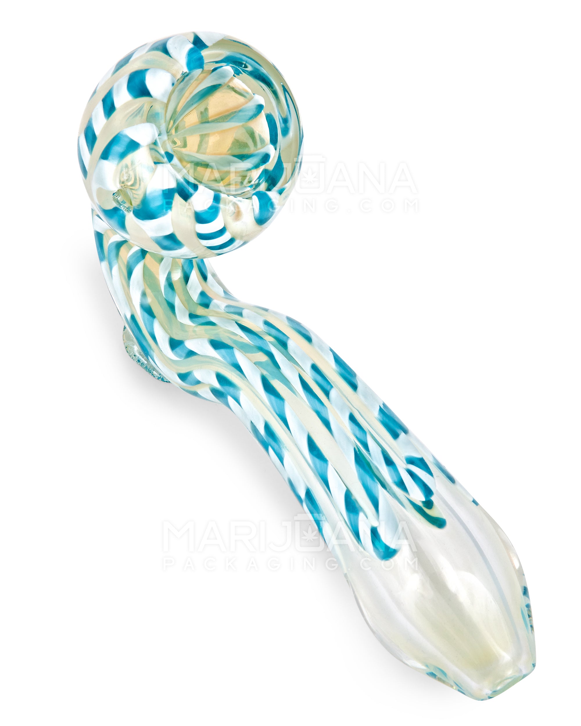 Gold Fumed Sherlock Hand Pipe w/ Ribboning | 4in Long - Glass - Assorted - 2
