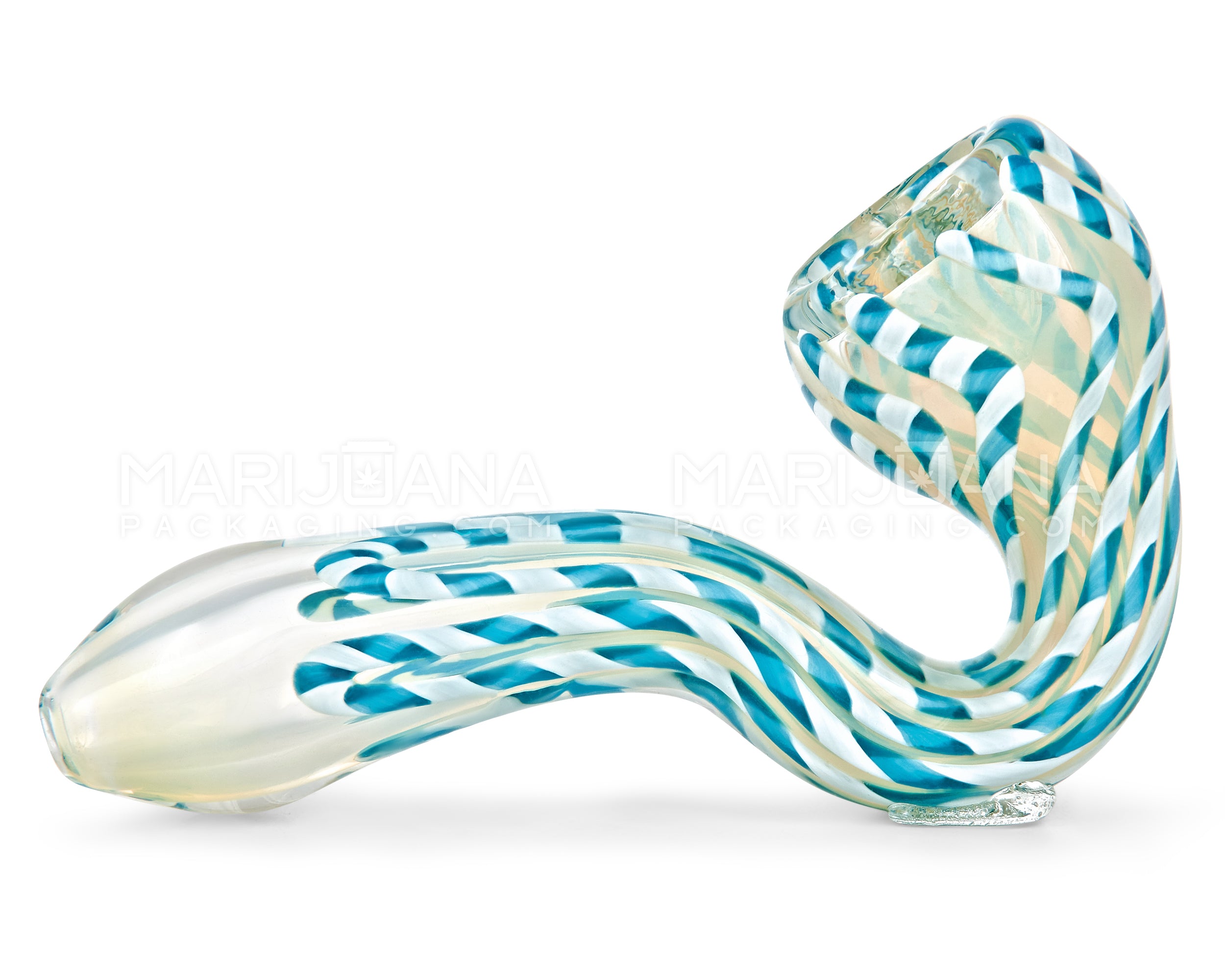 Gold Fumed Sherlock Hand Pipe w/ Ribboning | 4in Long - Glass - Assorted - 5