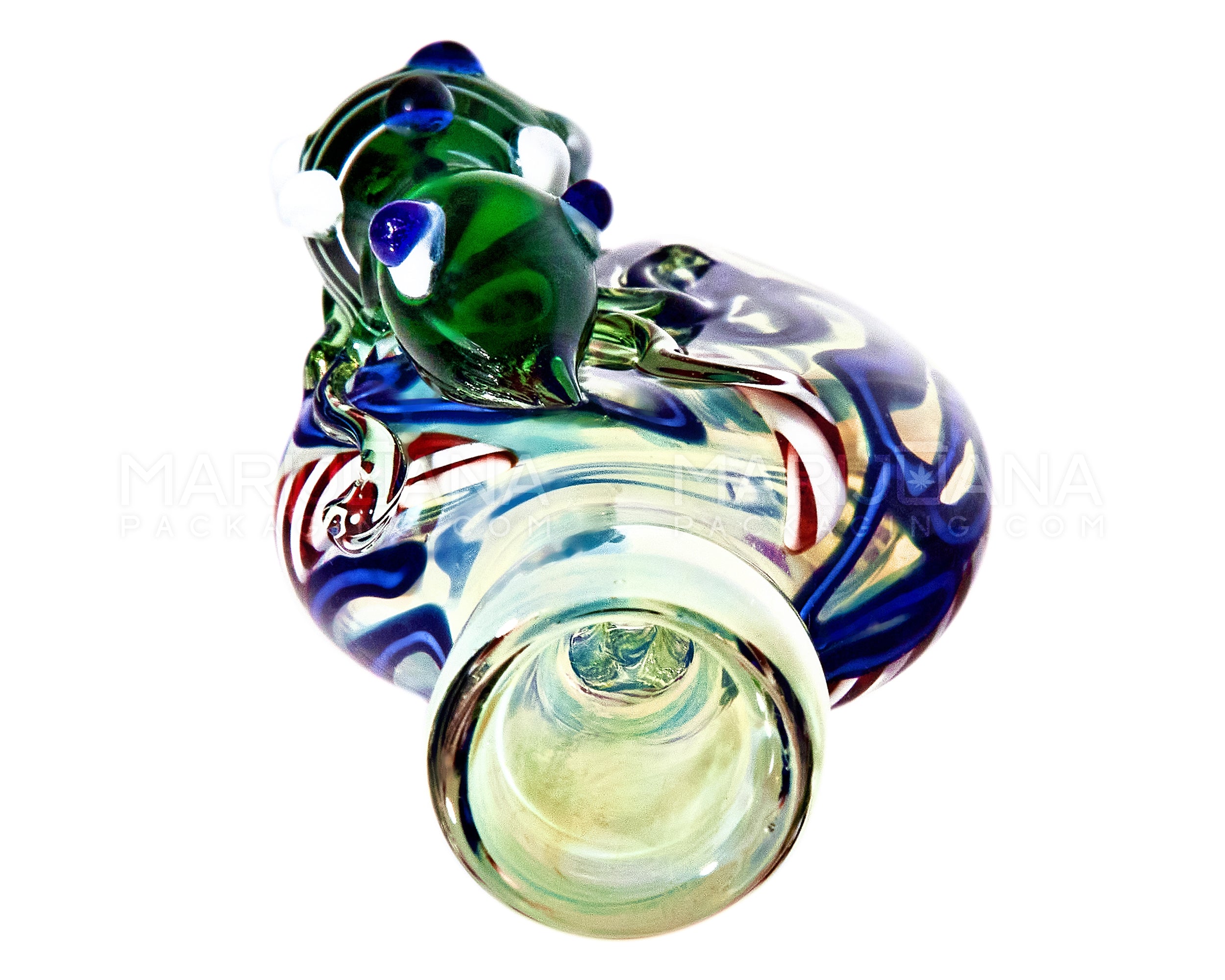 Swirl & Gold Fumed Chillum Hand Pipe w/ Glass Insect & Ribboning | 3.5in Long - Glass - Assorted - 3
