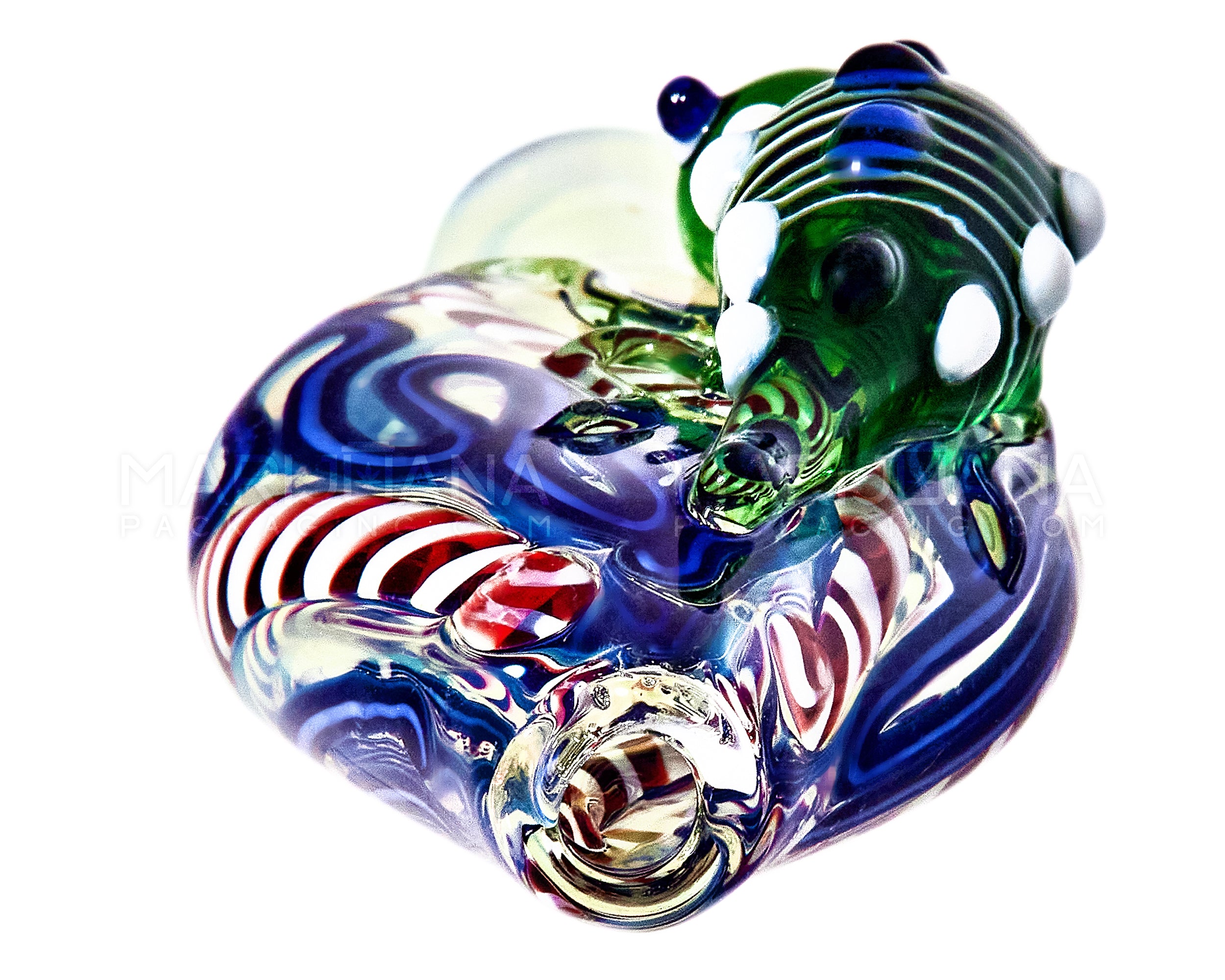 Swirl & Gold Fumed Chillum Hand Pipe w/ Glass Insect & Ribboning | 3.5in Long - Glass - Assorted - 4