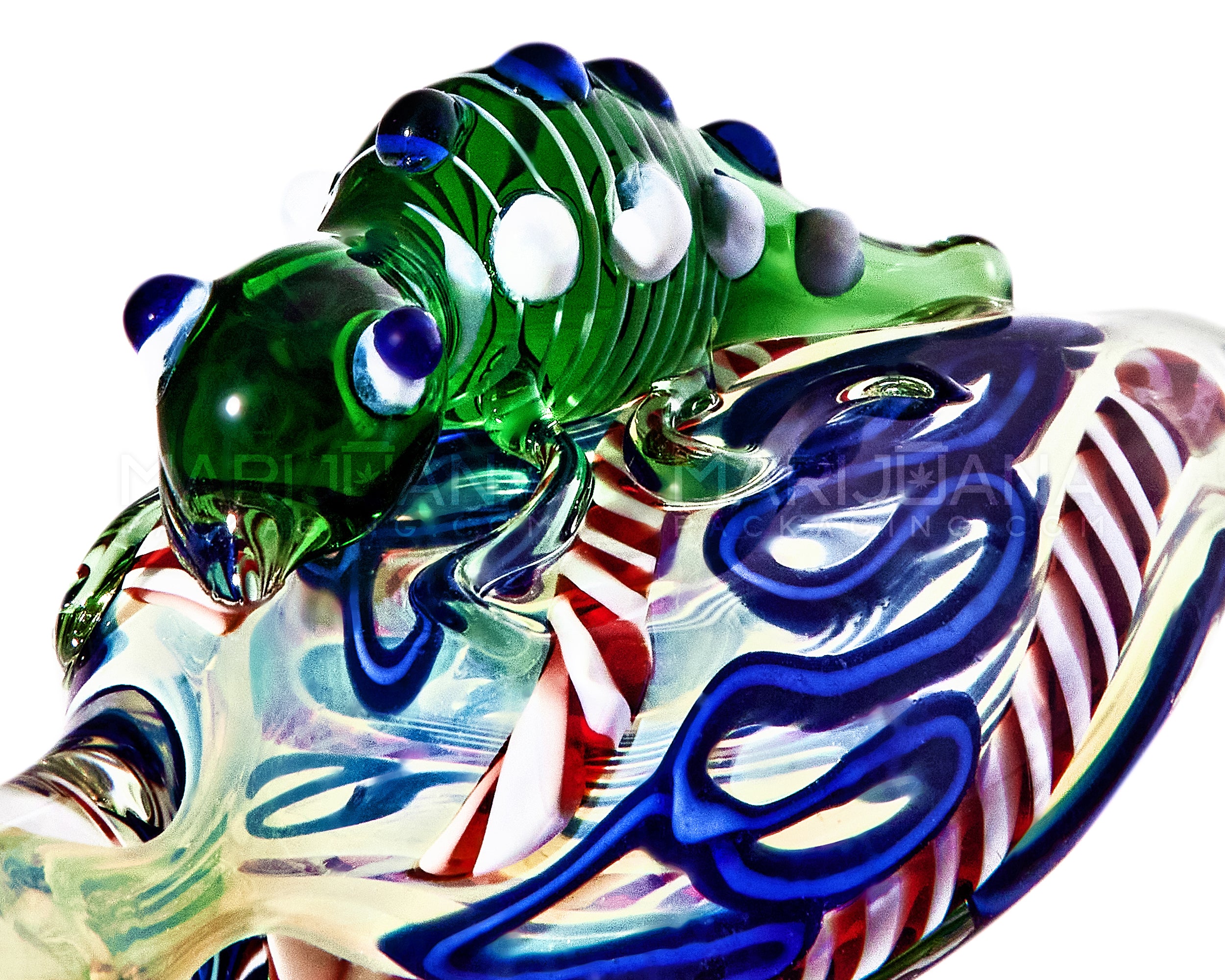 Swirl & Gold Fumed Chillum Hand Pipe w/ Glass Insect & Ribboning | 3.5in Long - Glass - Assorted - 2