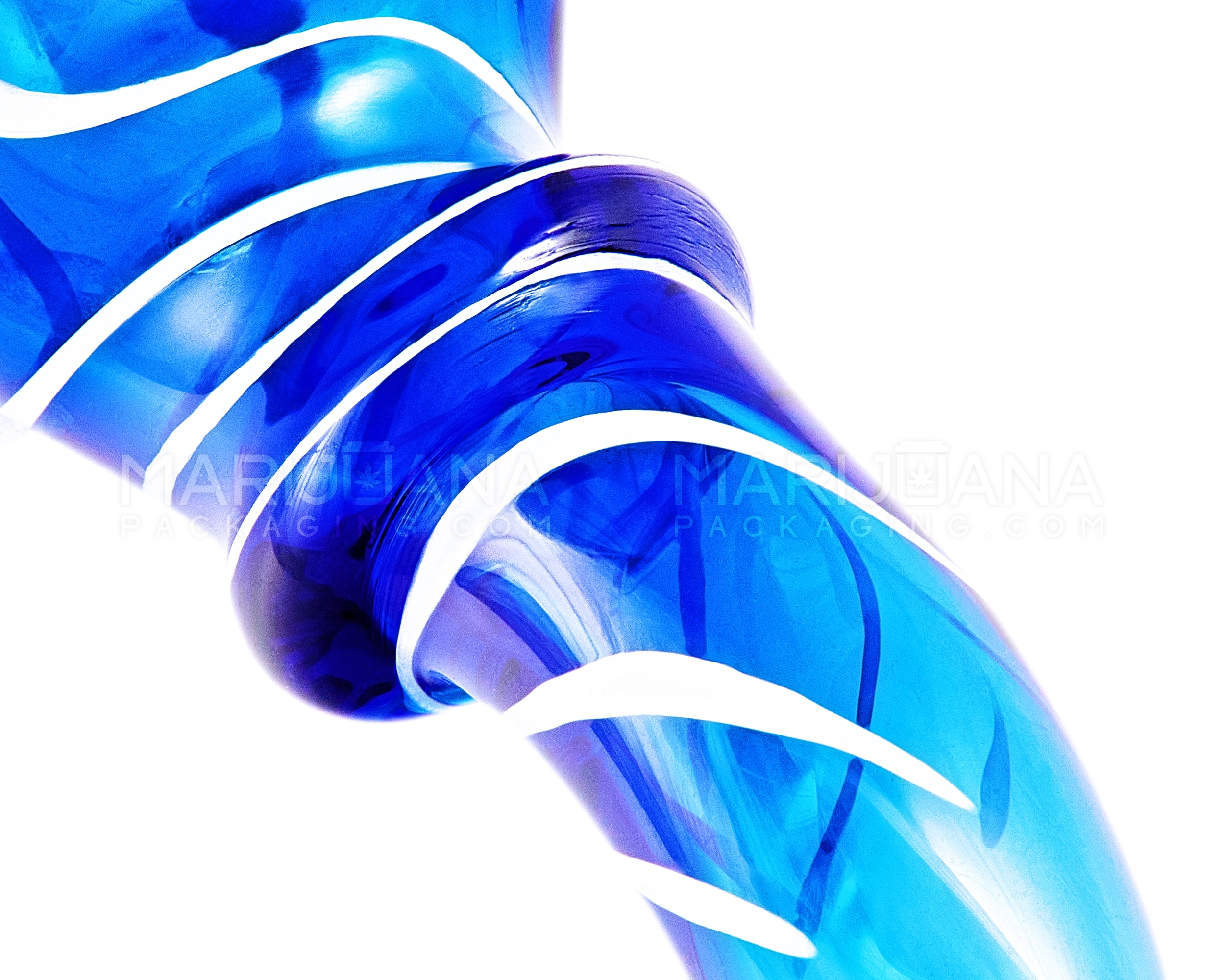 Swirl Ringed Sherlock Hand Pipe | 3in Long - Glass - Blue - 4