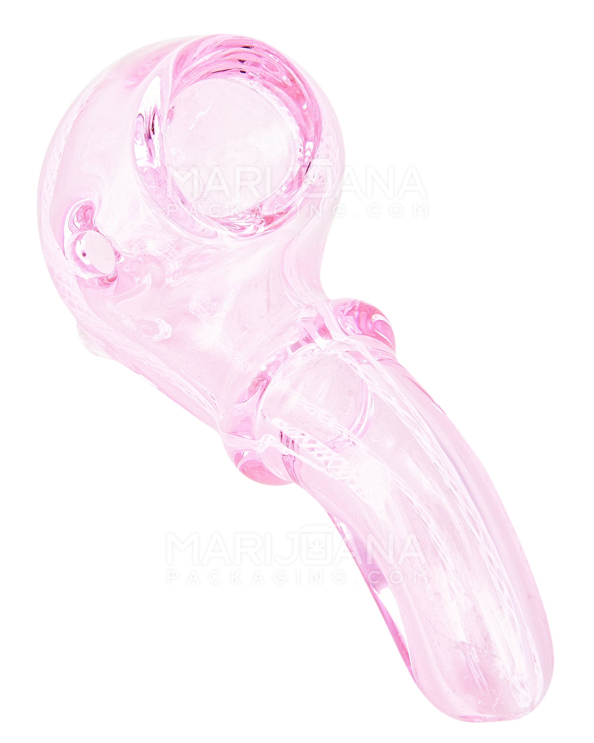 Ringed Sherlock Hand Pipe | 3in Long - Glass - Pink - 2