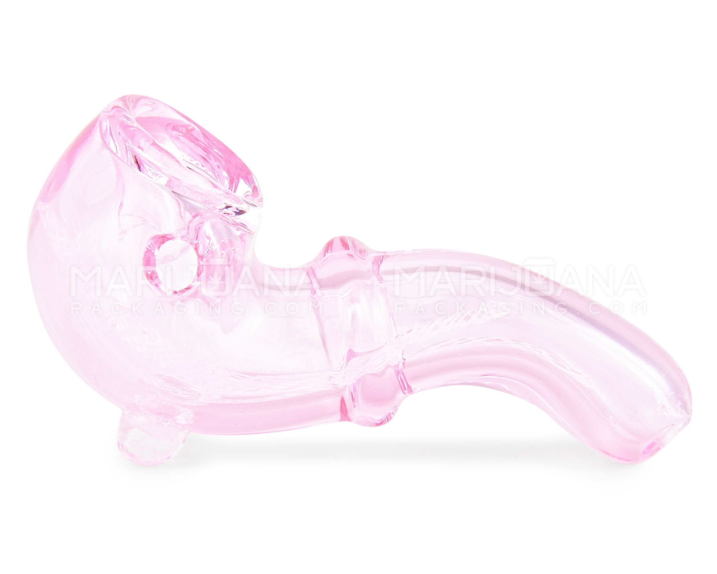 Ringed Sherlock Hand Pipe | 3in Long - Glass - Pink - 4