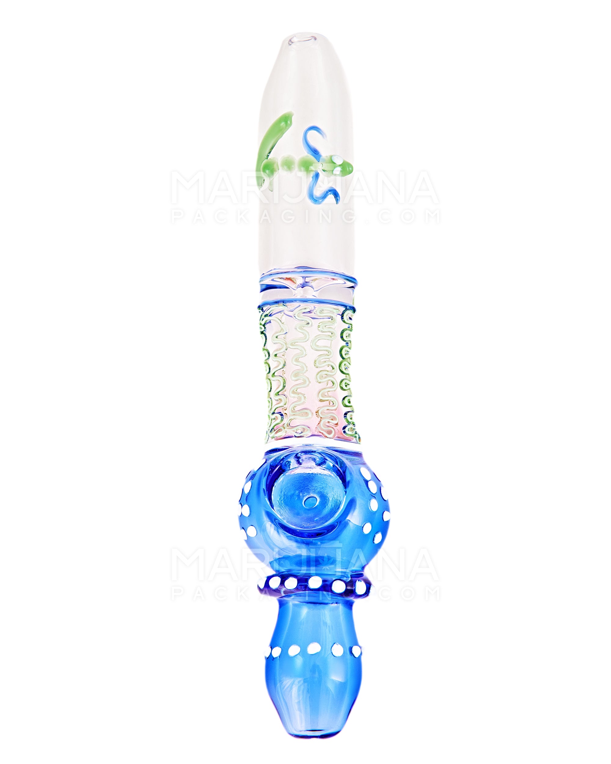 Speckled & Gold Fumed Steamroller Hand Pipe w/ Glass Frog | 9in Long - Glass - Assorted - 8