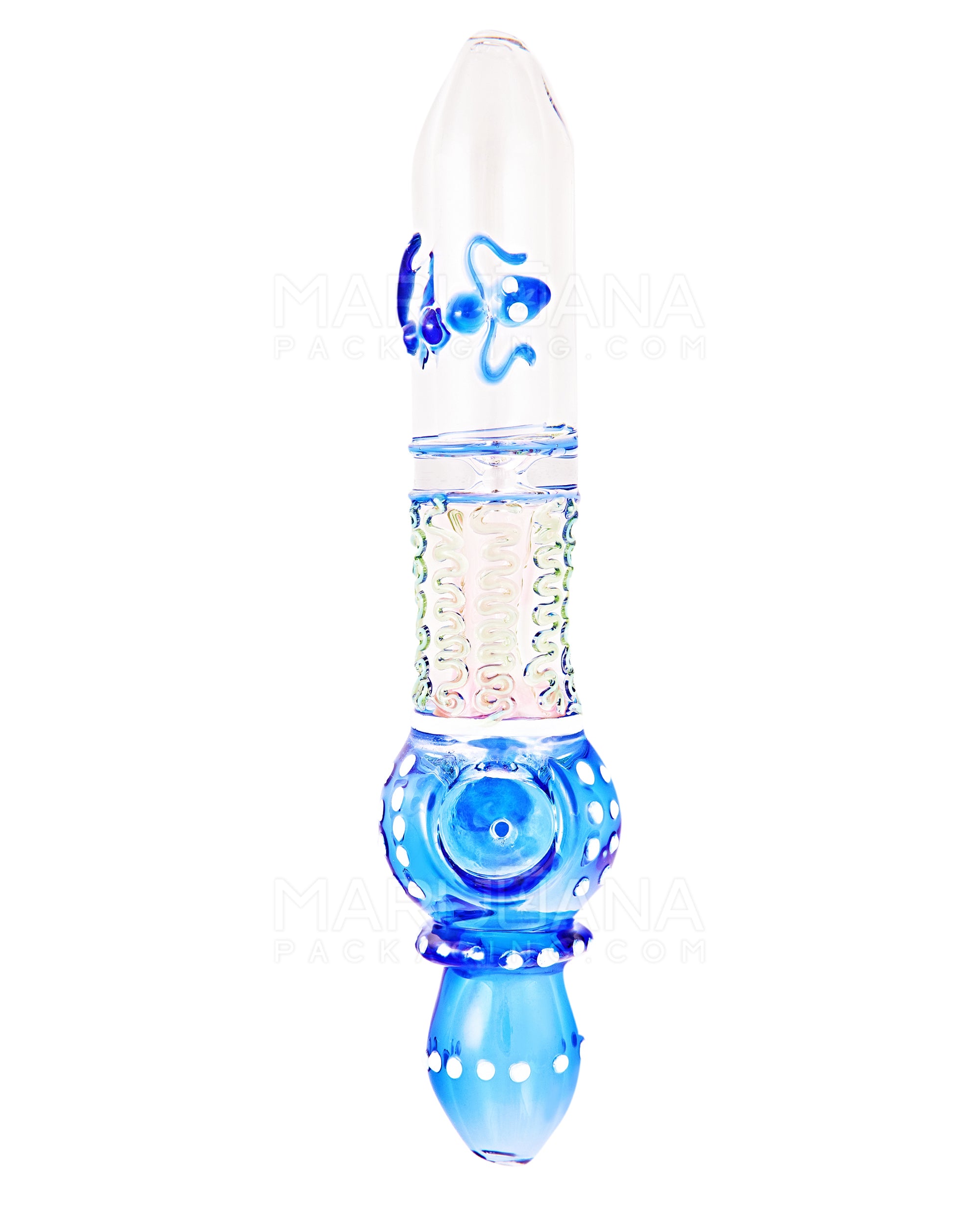 Speckled & Gold Fumed Steamroller Hand Pipe w/ Glass Frog | 9in Long - Glass - Assorted - 1