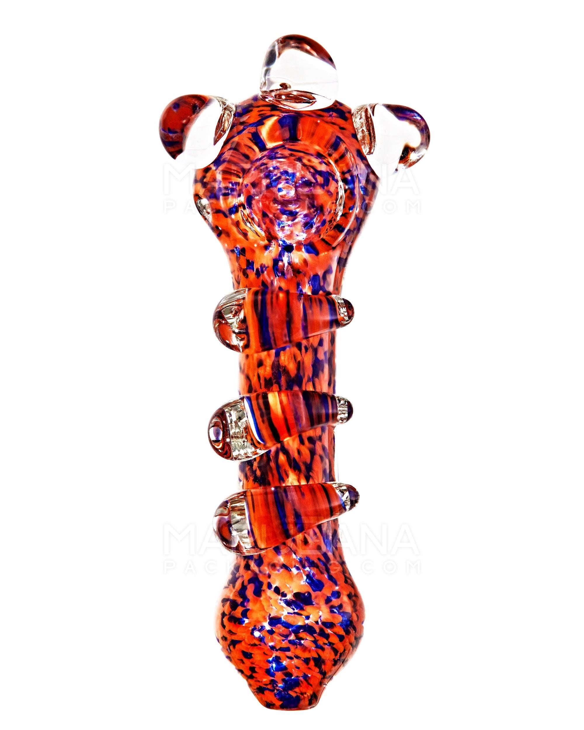 Frit Spoon Hand Pipe w/ Triple Knockers | 4.5in Long - Glass - Assorted - 2