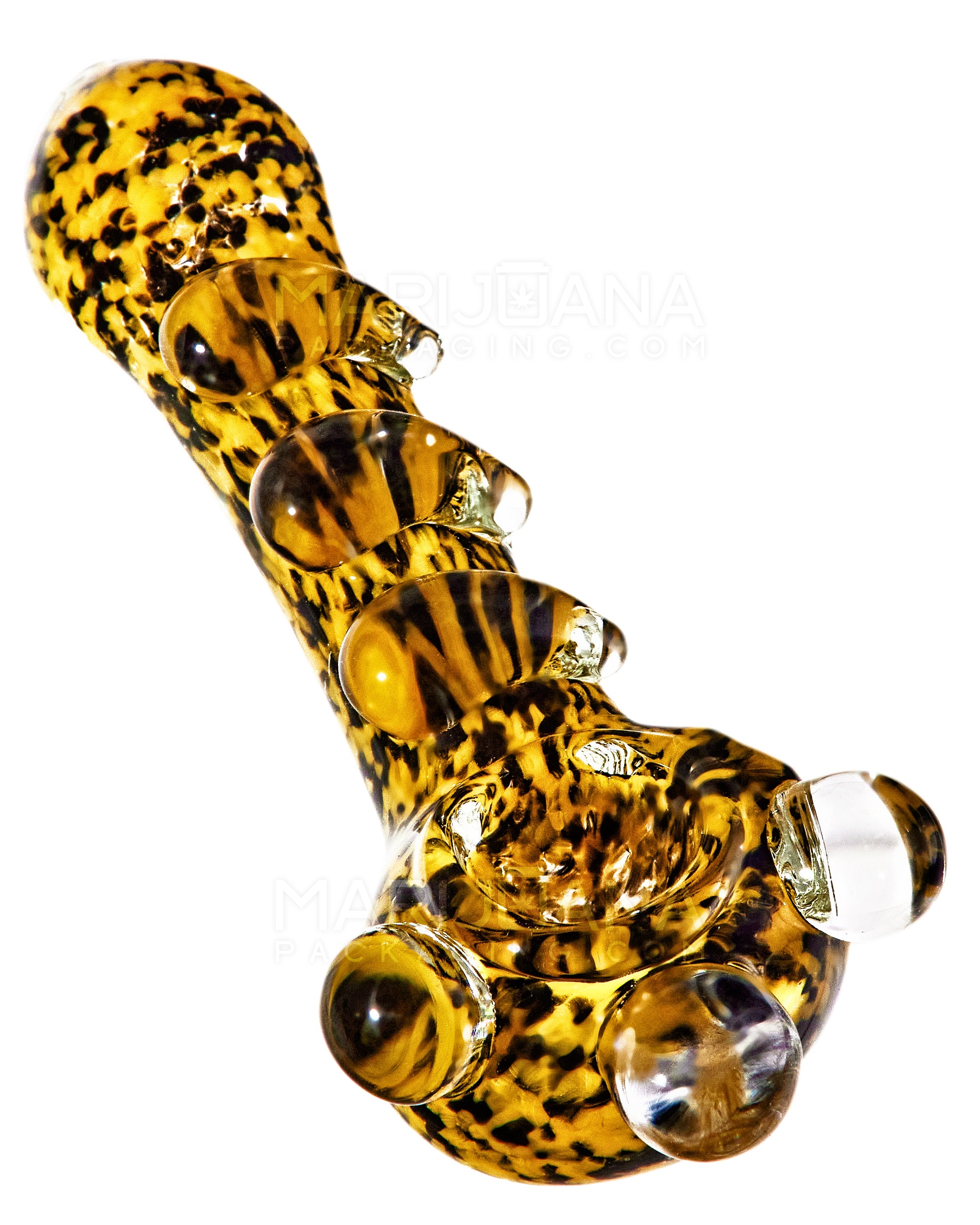 Frit Spoon Hand Pipe w/ Triple Knockers | 4.5in Long - Glass - Assorted - 6