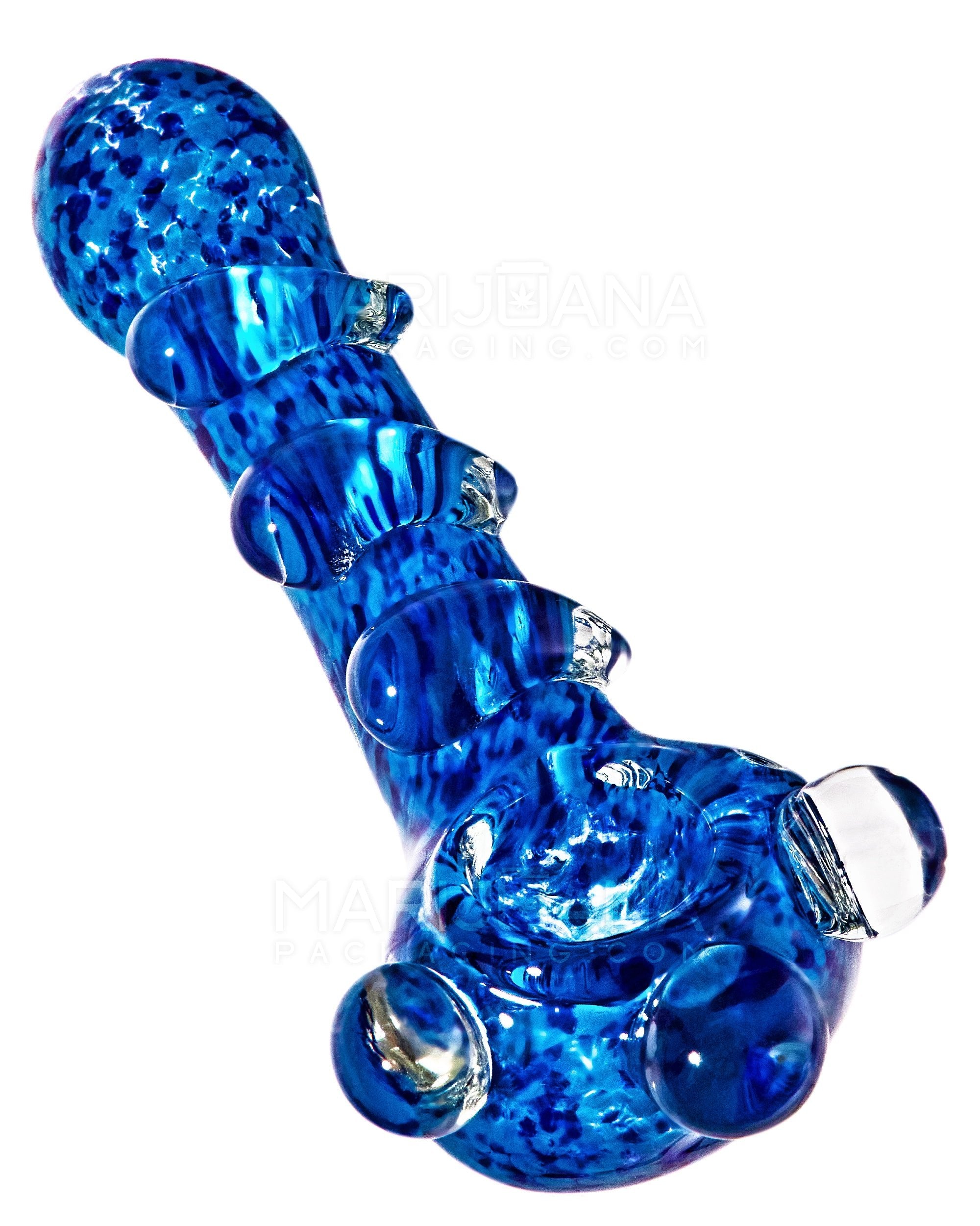 Frit Spoon Hand Pipe w/ Triple Knockers | 4.5in Long - Glass - Assorted - 7