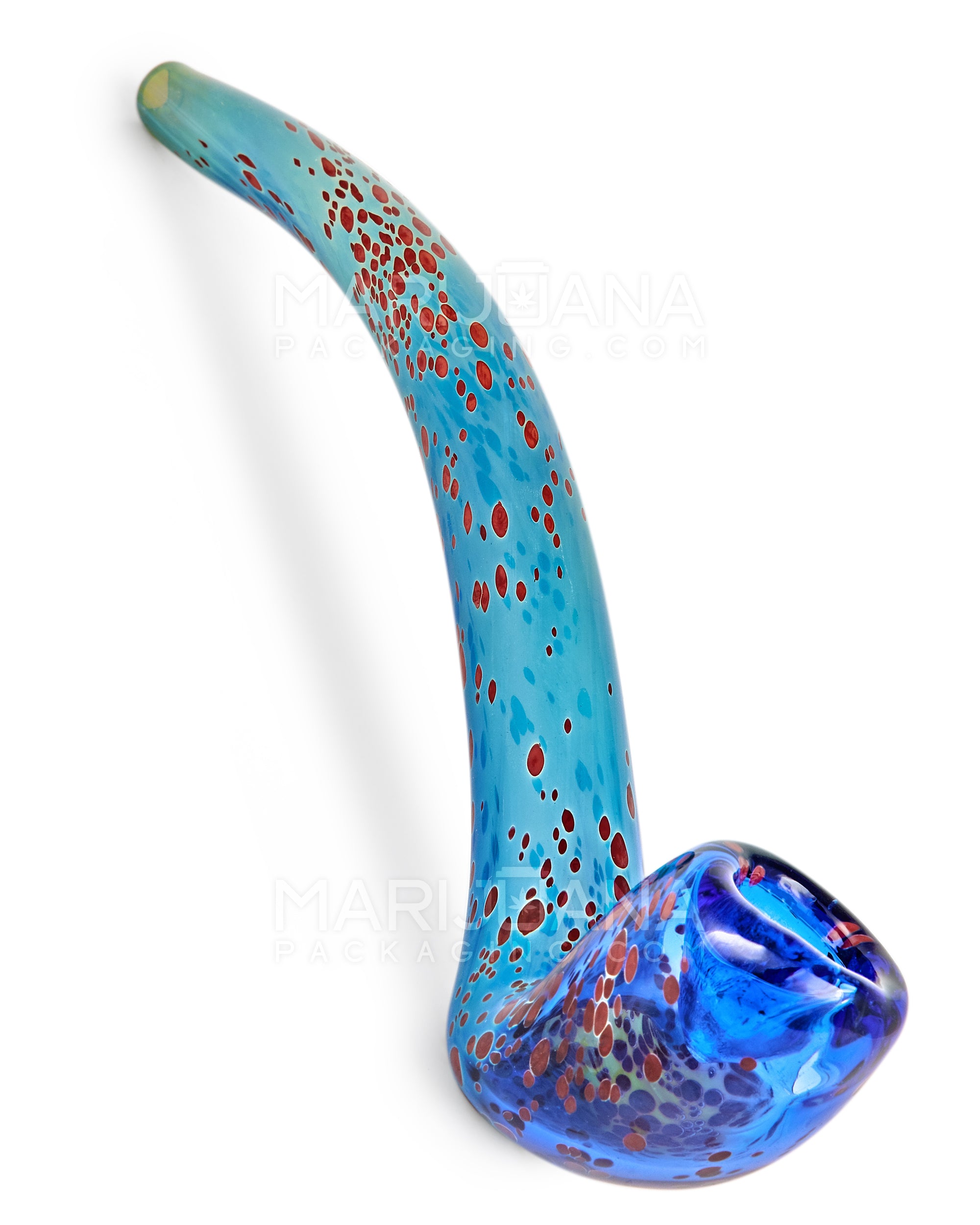 Speckled Sherlock Hand Pipe | 9.5in Long - Glass - Blue - 1