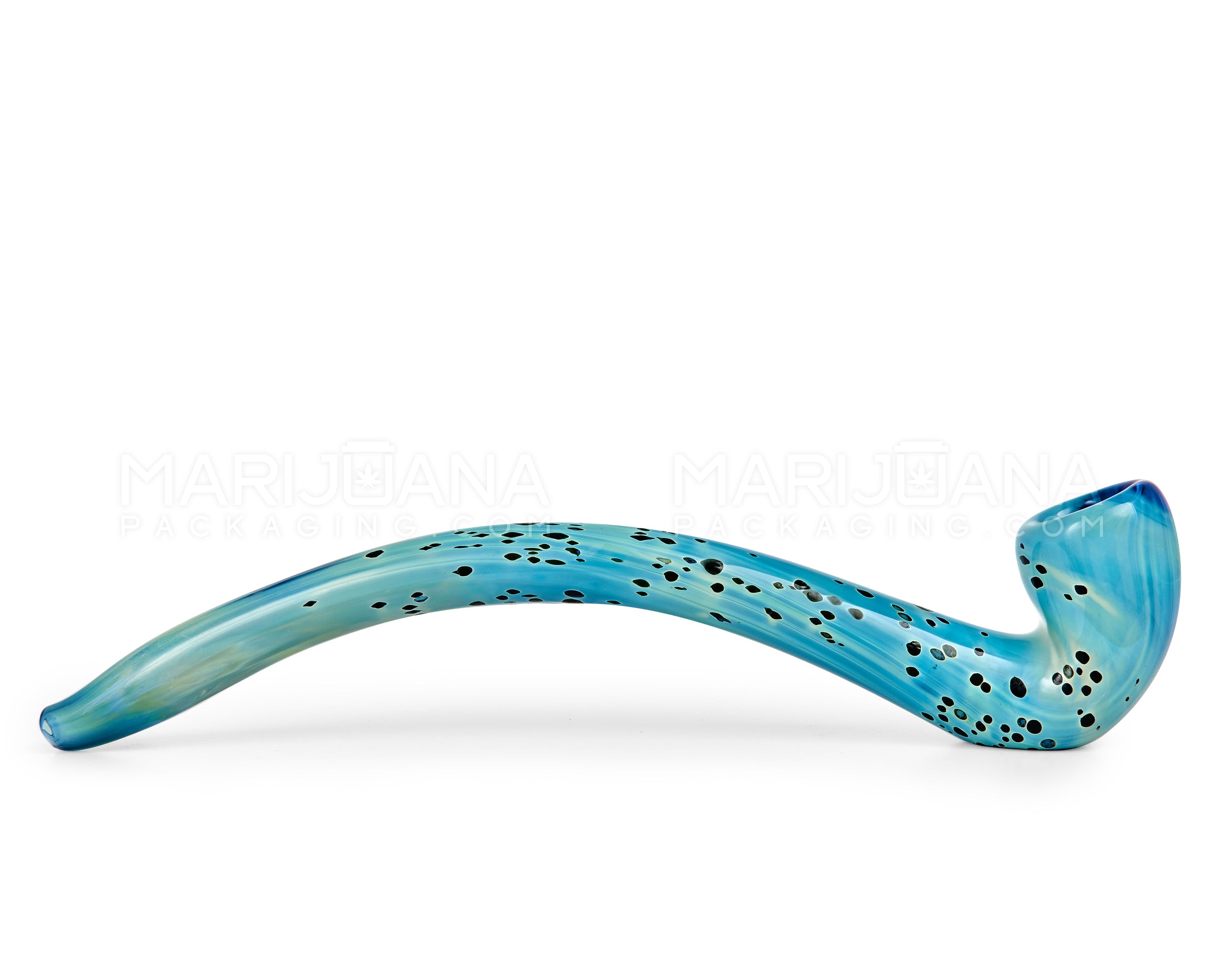 Speckled Sherlock Hand Pipe | 9.5in Long - Glass - Blue - 6