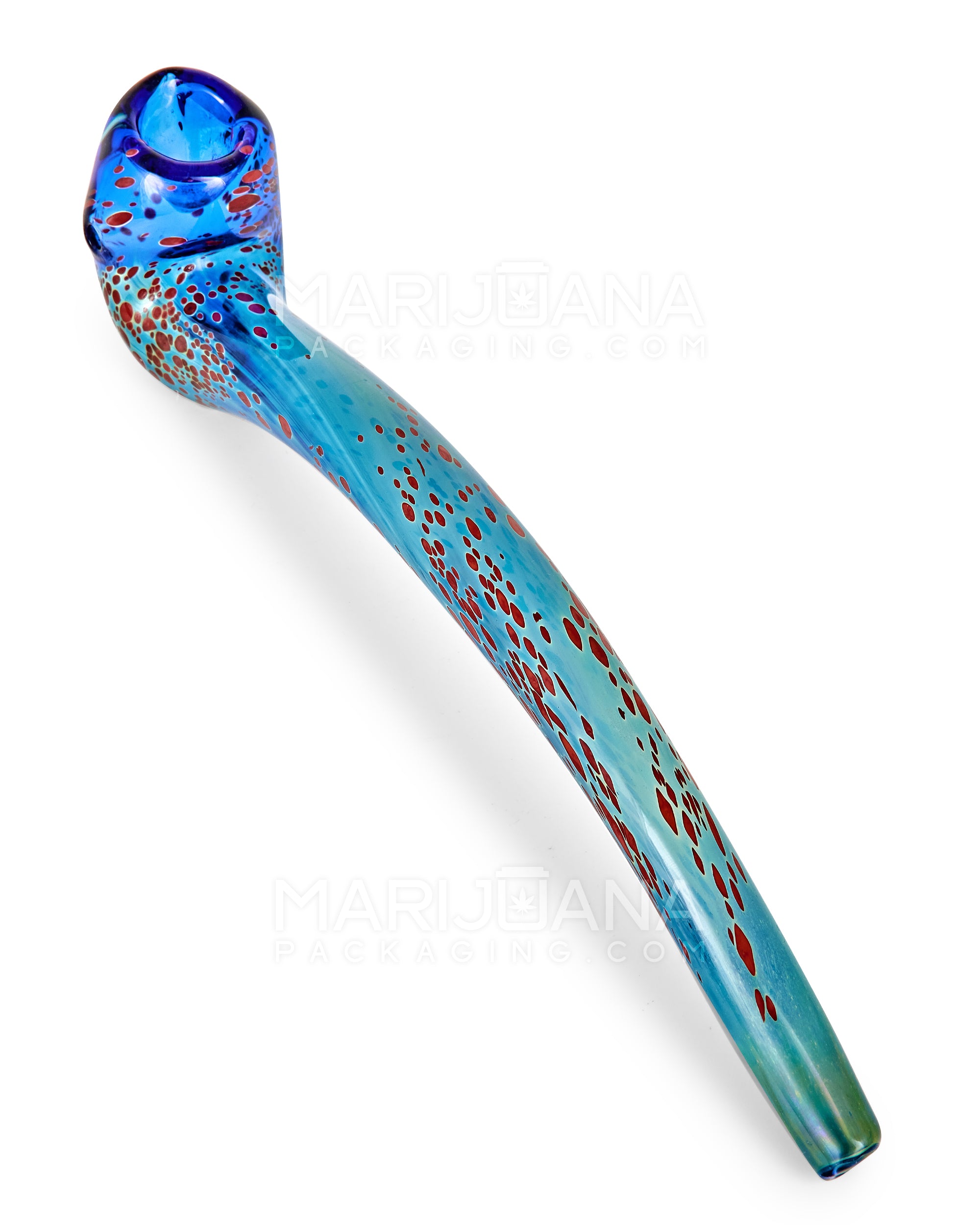 Speckled Sherlock Hand Pipe | 9.5in Long - Glass - Blue - 2