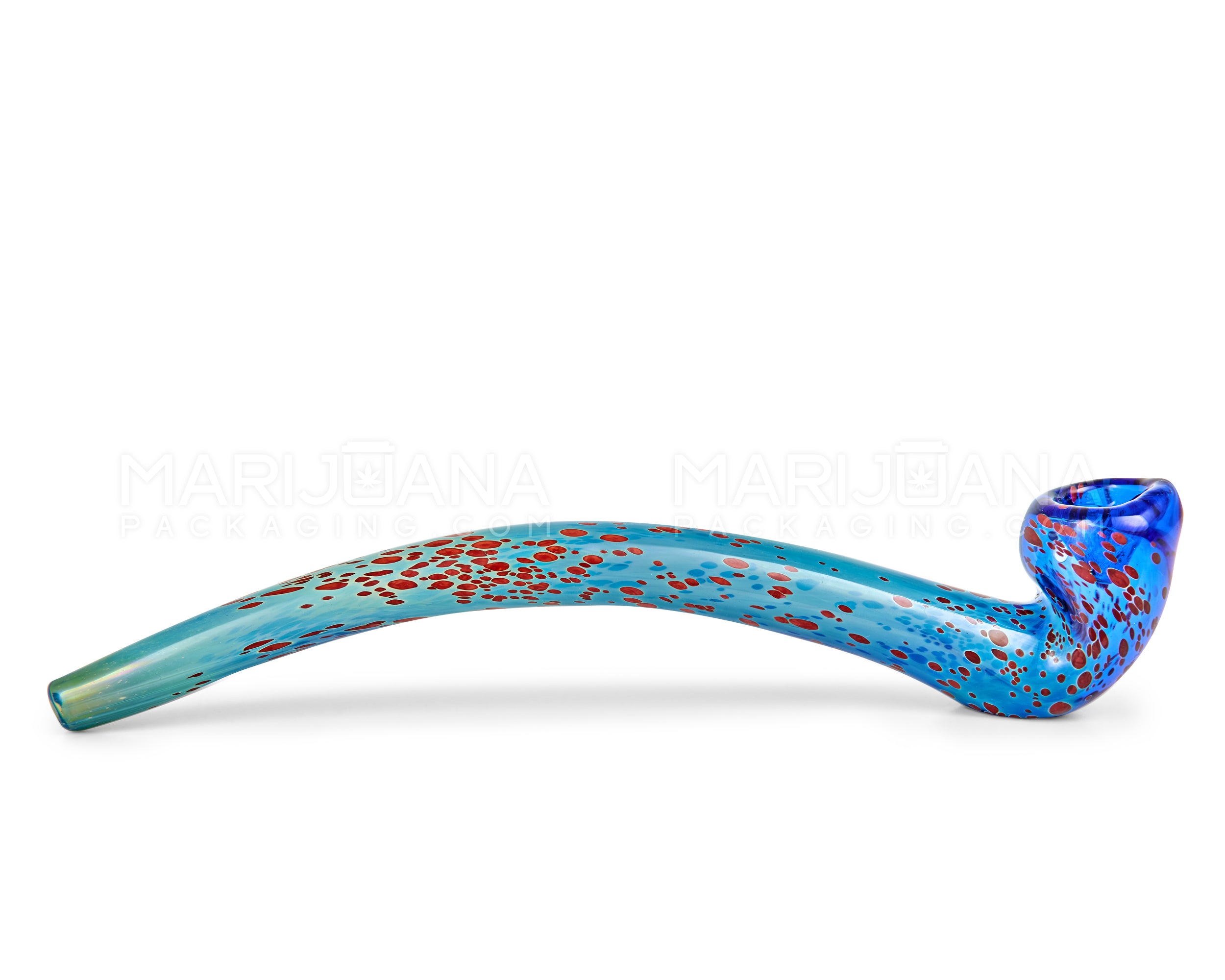 Speckled Sherlock Hand Pipe | 9.5in Long - Glass - Blue - 5
