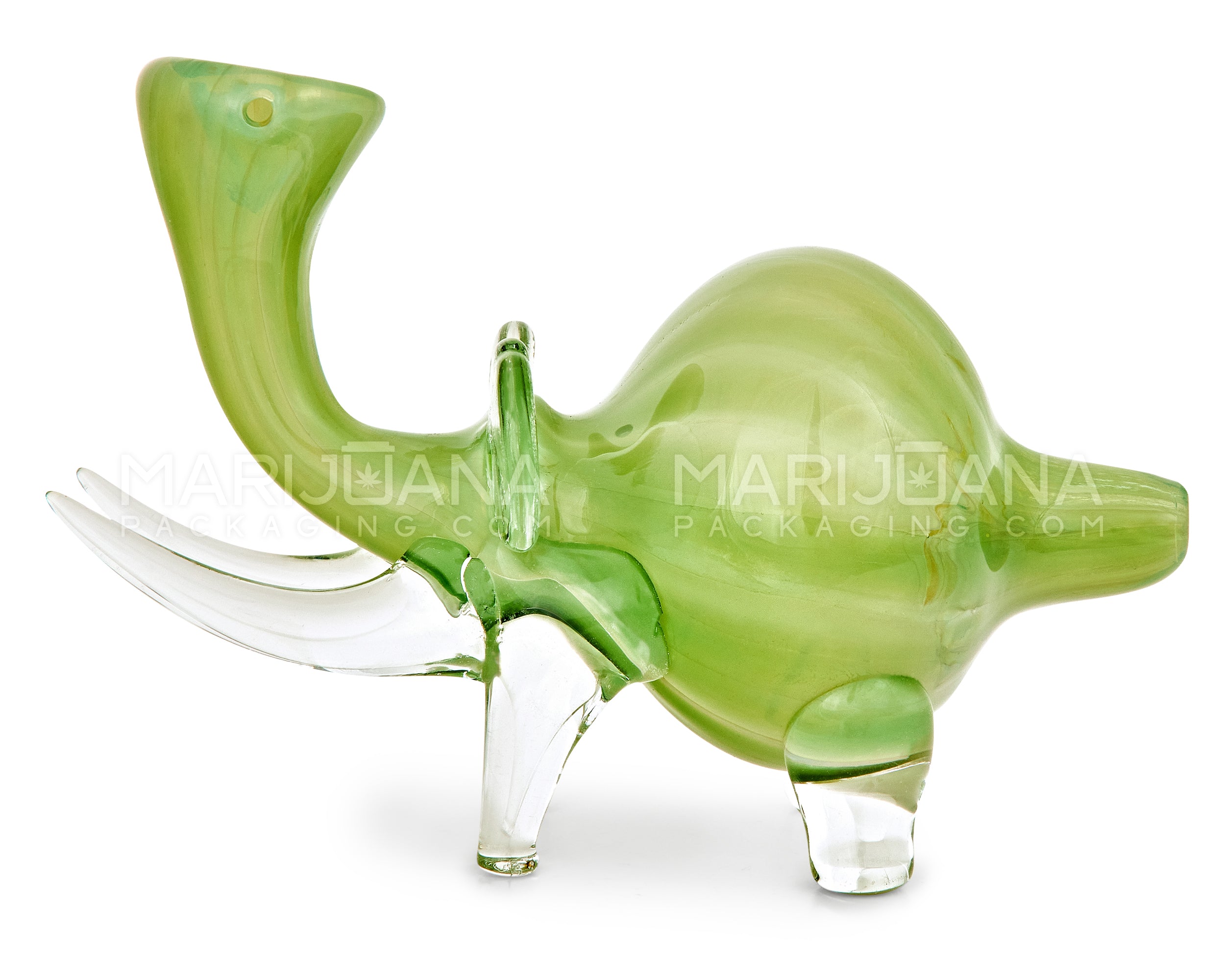 Color Pull & Gold Fumed Elephant Hand Pipe | 5.5in Long - Thick Glass - Green - 6