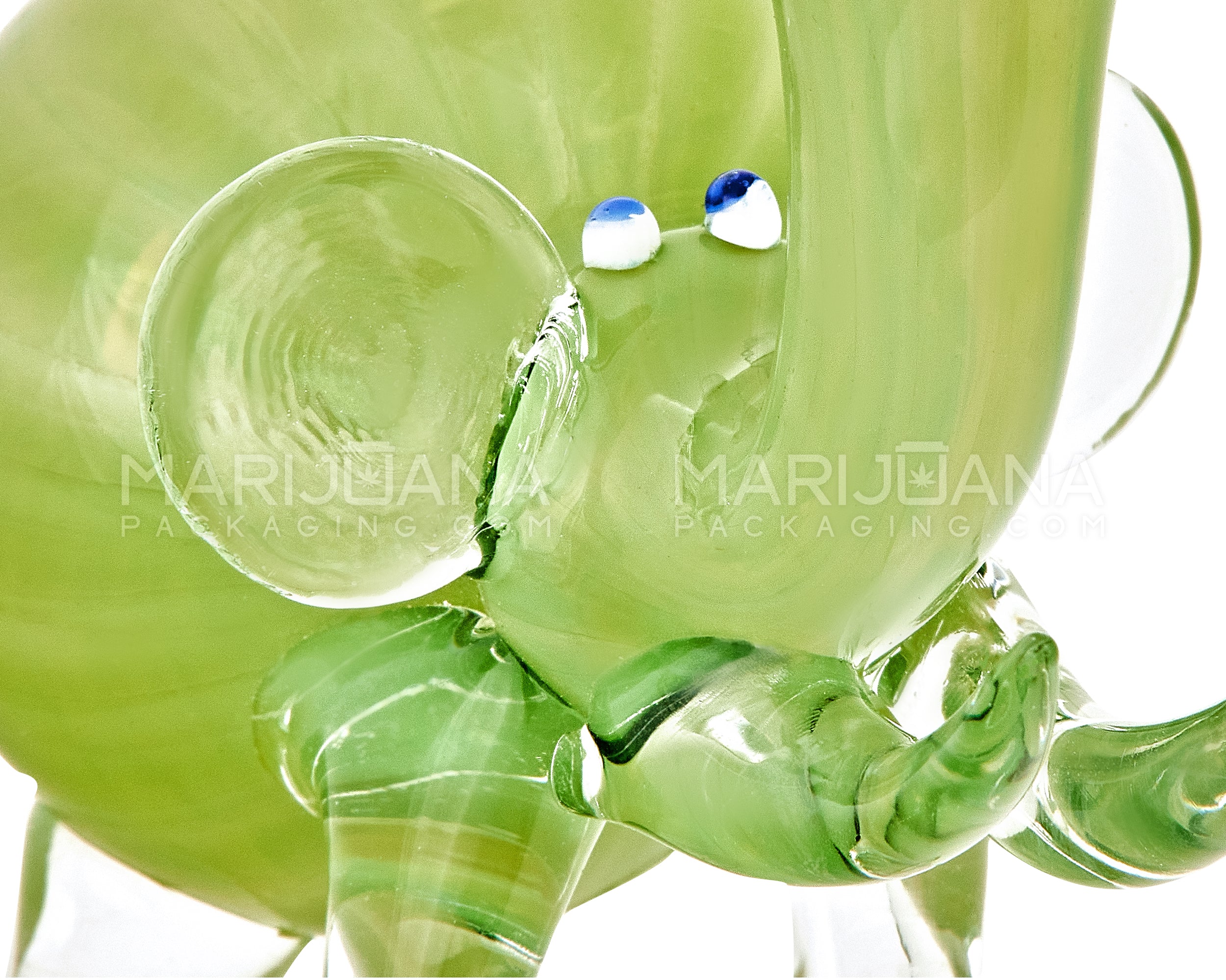 Color Pull & Gold Fumed Elephant Hand Pipe | 5.5in Long - Thick Glass - Green - 3