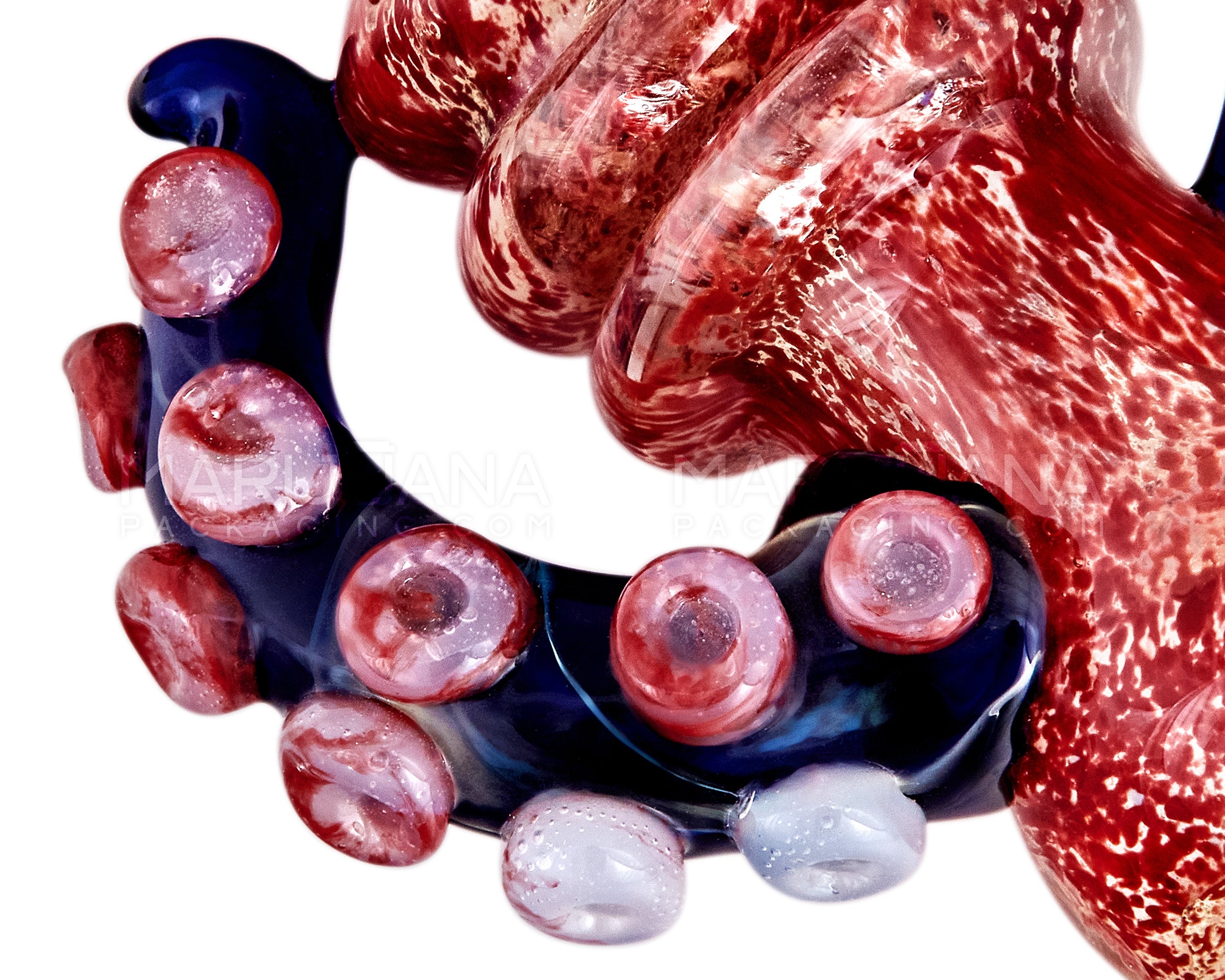 Heady | Triple Ringed Frit Kraken Spoon Hand Pipe w/ Marble Eye & Double Tentacles | 6in Long - Very Thick Glass - 4