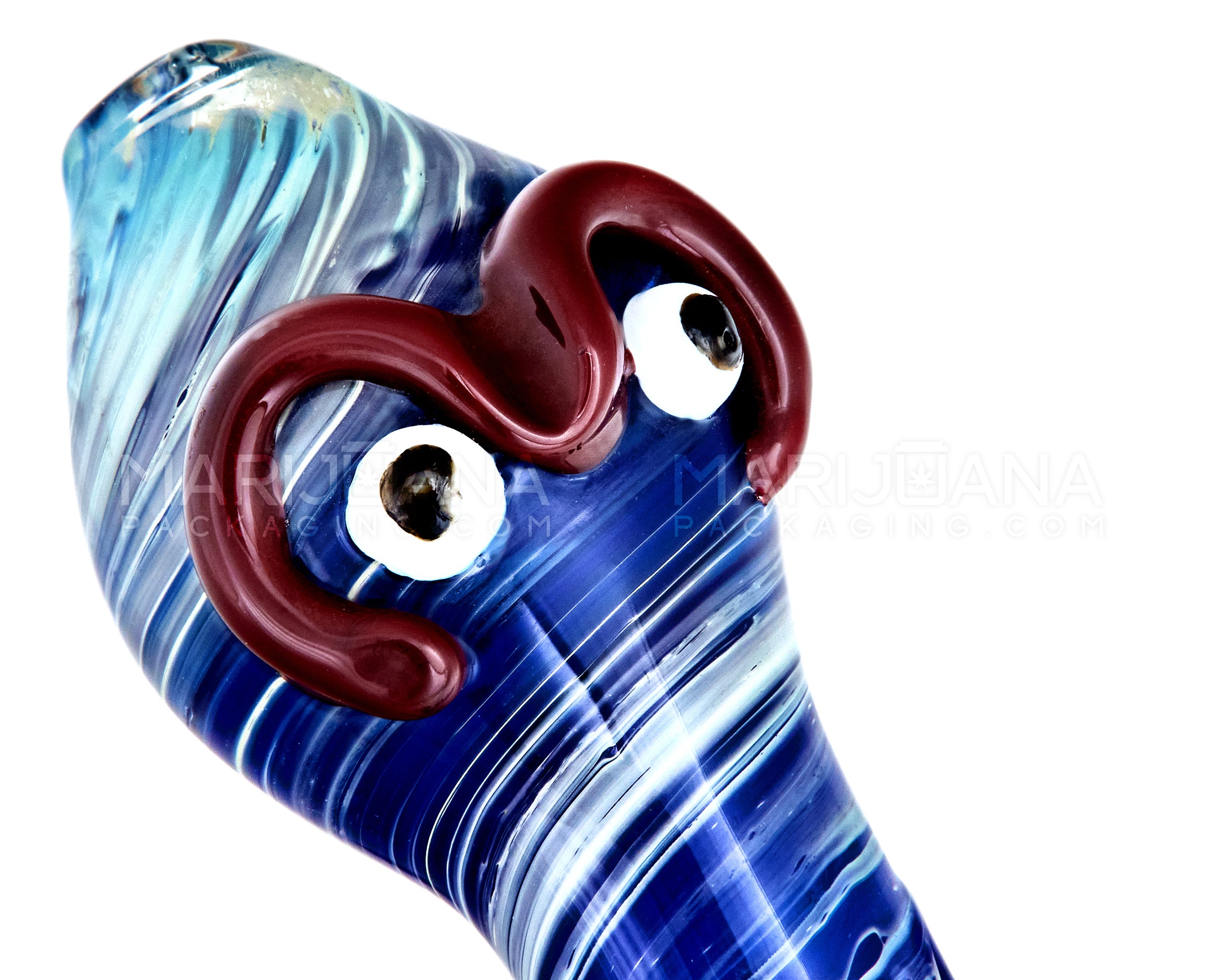 Heady | Spiral Octopus Hand Pipe w/ Knocker Tentacles | 6in Tall - Glass - Blue - 6