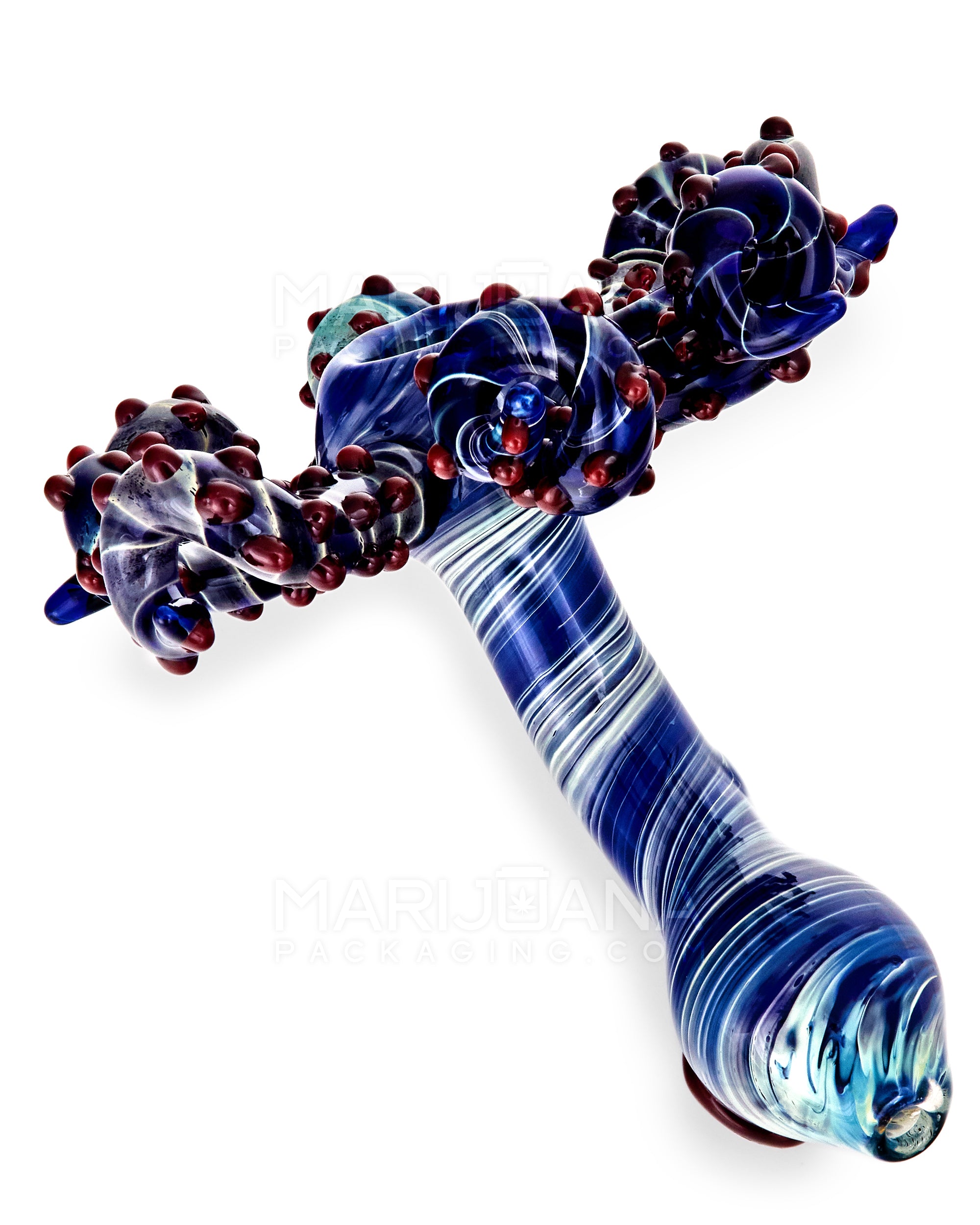 Heady | Spiral Octopus Hand Pipe w/ Knocker Tentacles | 6in Tall - Glass - Blue - 7