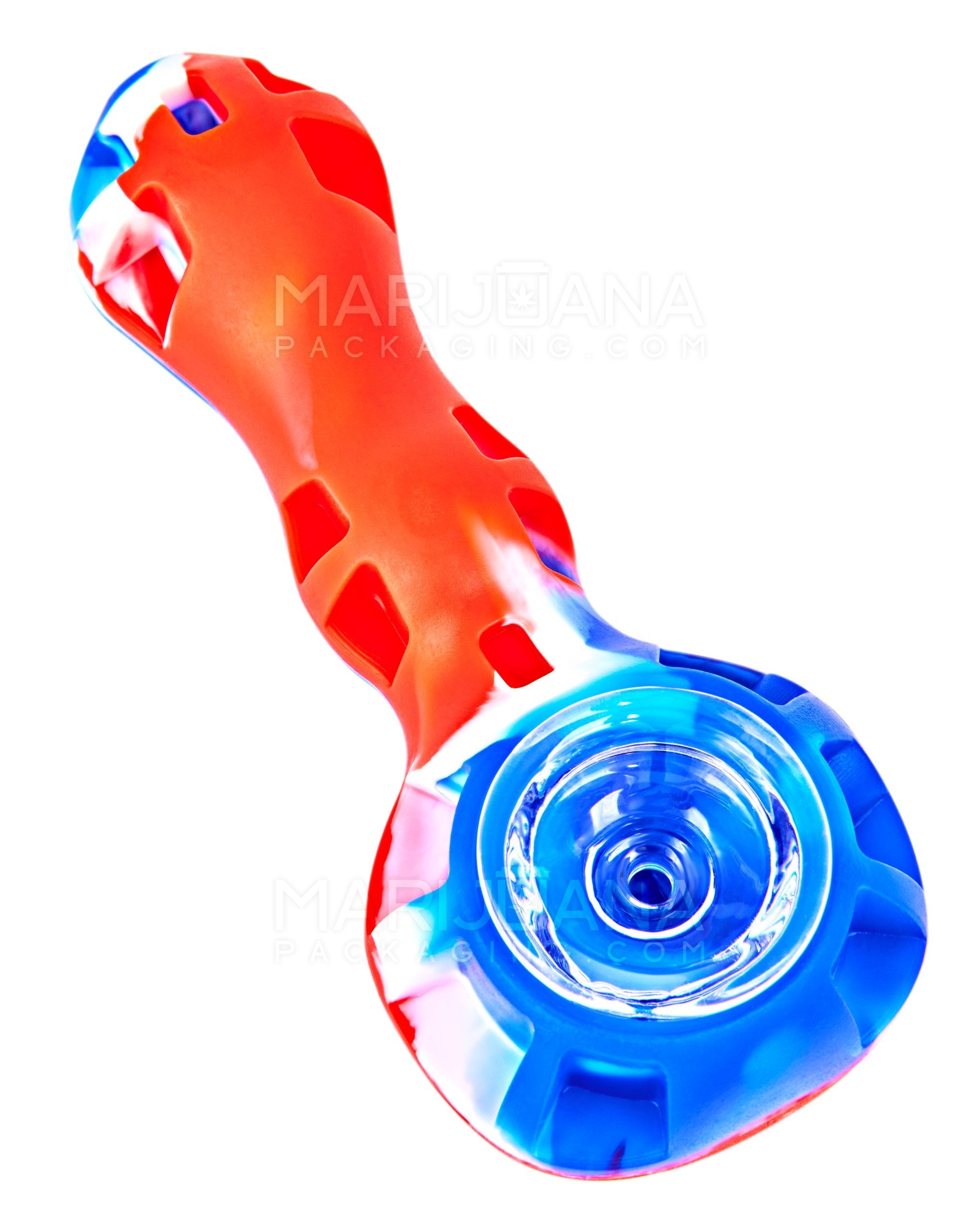 Bulged Spoon Hand Pipe w/ Storage & Dabber | 4in Long - Silicone - Assorted - 1