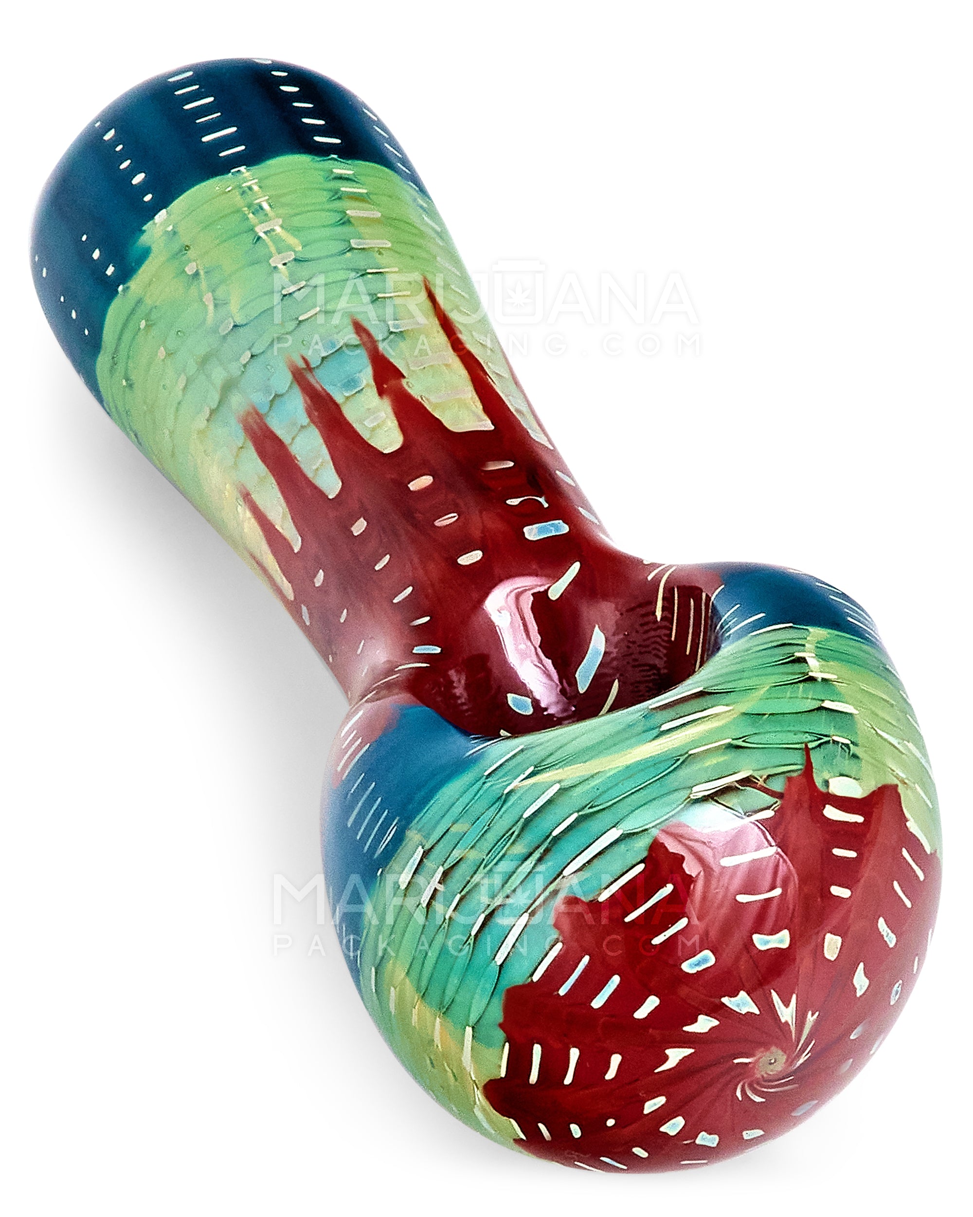 Raked & Print Fumed Spoon Hand Pipe | 5in Long - Glass - Mixed - 1