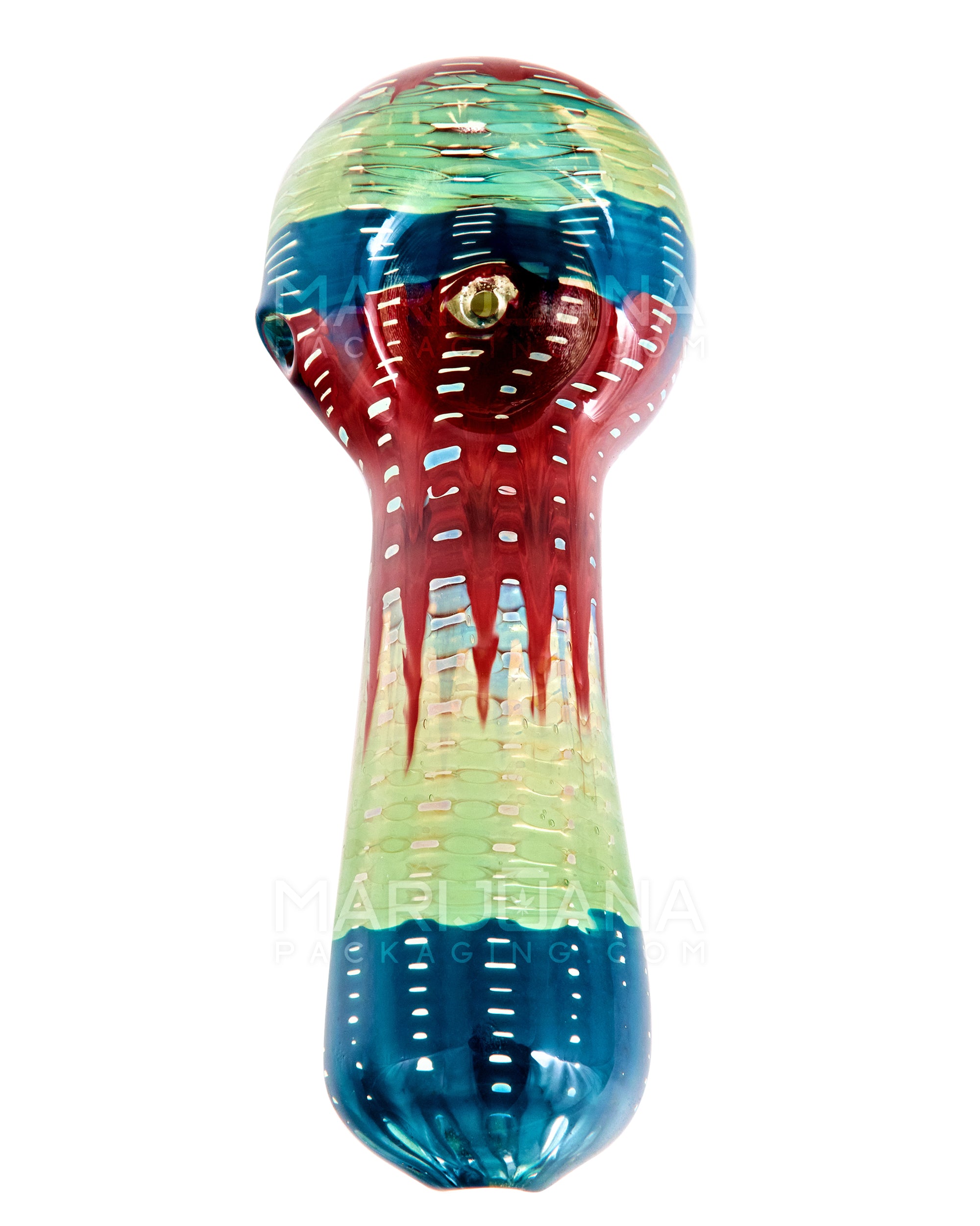 Raked & Print Fumed Spoon Hand Pipe | 5in Long - Glass - Mixed - 2