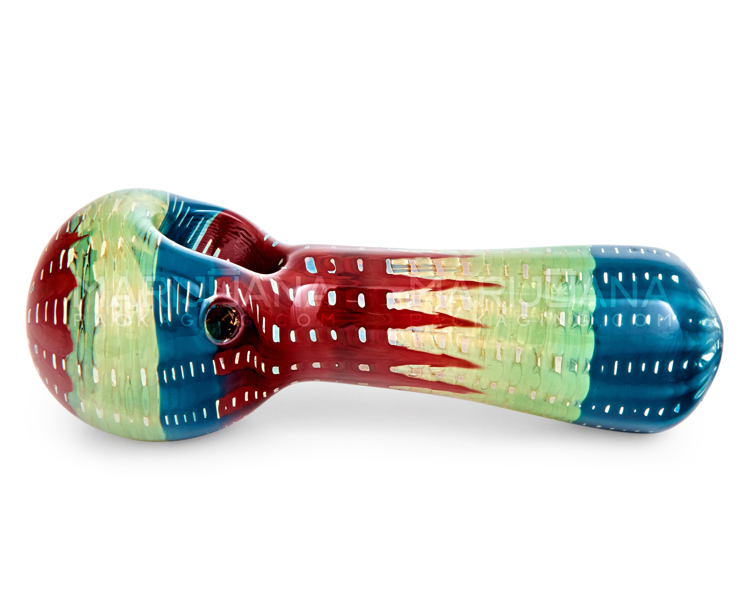 Raked & Print Fumed Spoon Hand Pipe | 5in Long - Glass - Mixed - 5