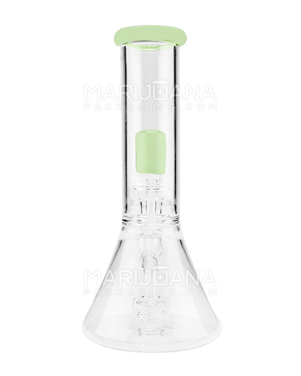 Double Chamber | Straight Neck Showerhead Perc Glass Beaker Water Pipe | 8.5in Tall - 14mm Bowl - Slime - 4