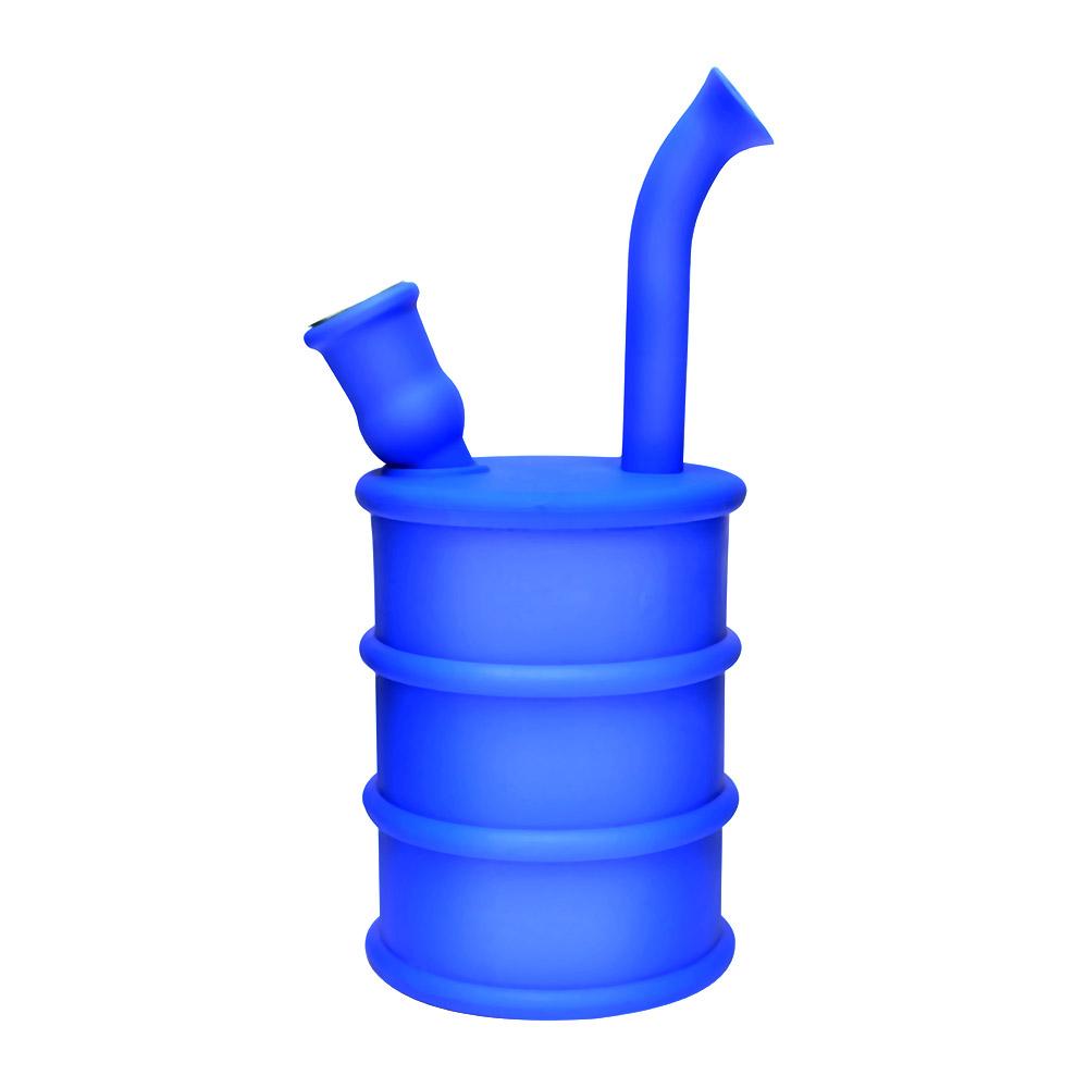 Unbreakable | Oil Can Silicone Water Pipe | 8.5in Tall - Metal Bowl - Assorted Blue - 8