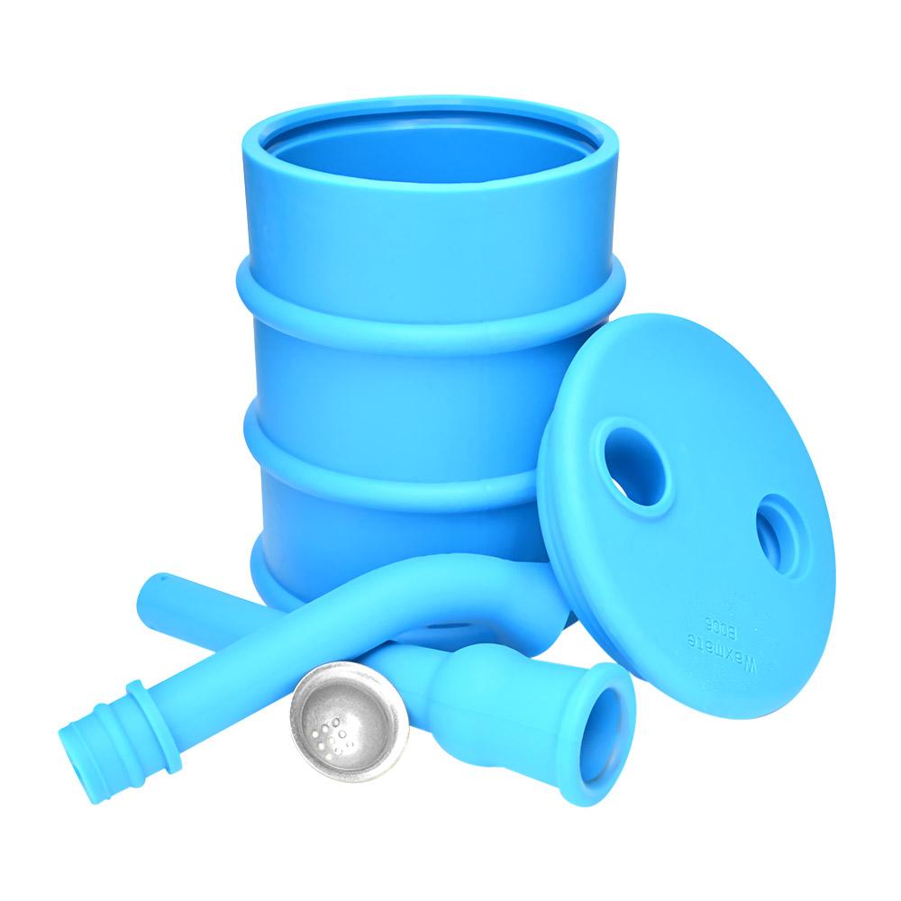 Unbreakable | Oil Can Silicone Water Pipe | 8.5in Tall - Metal Bowl - Assorted Blue - 7