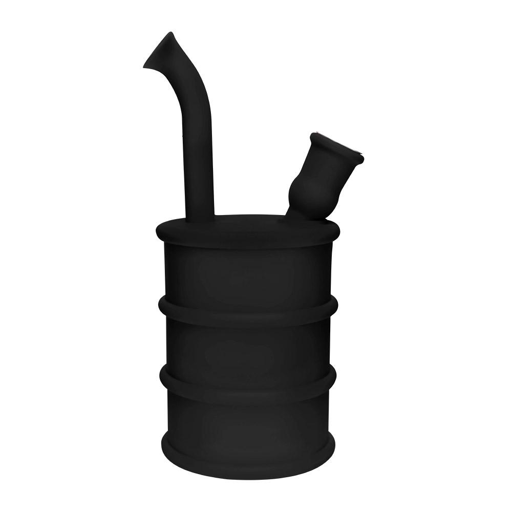 Unbreakable | Oil Can Silicone Water Pipe | 8.5in Tall - Metal Bowl - Black - 3