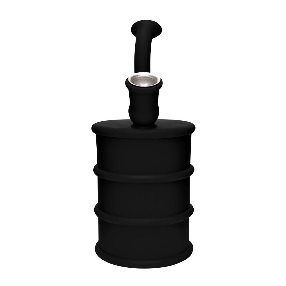 Unbreakable | Oil Can Silicone Water Pipe | 8.5in Tall - Metal Bowl - Black - 4