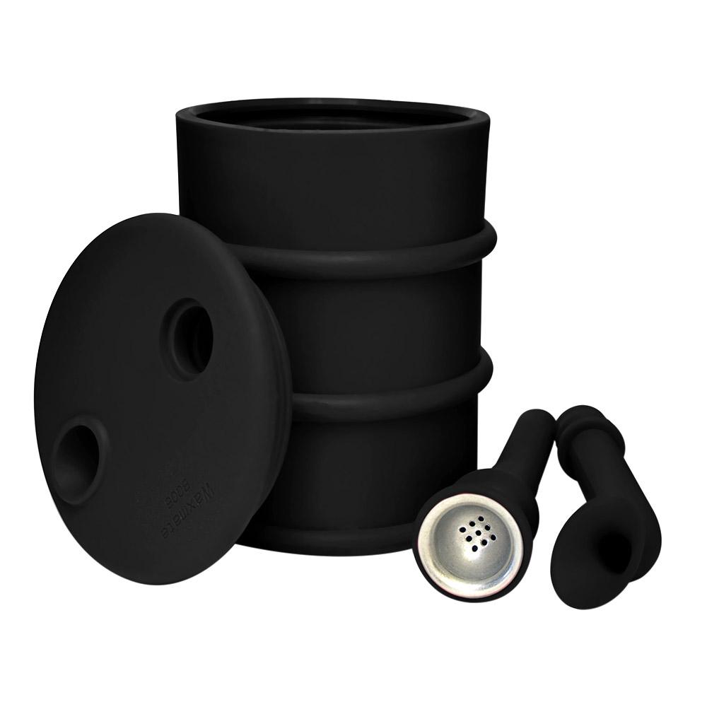 Unbreakable | Oil Can Silicone Water Pipe | 8.5in Tall - Metal Bowl - Black - 6