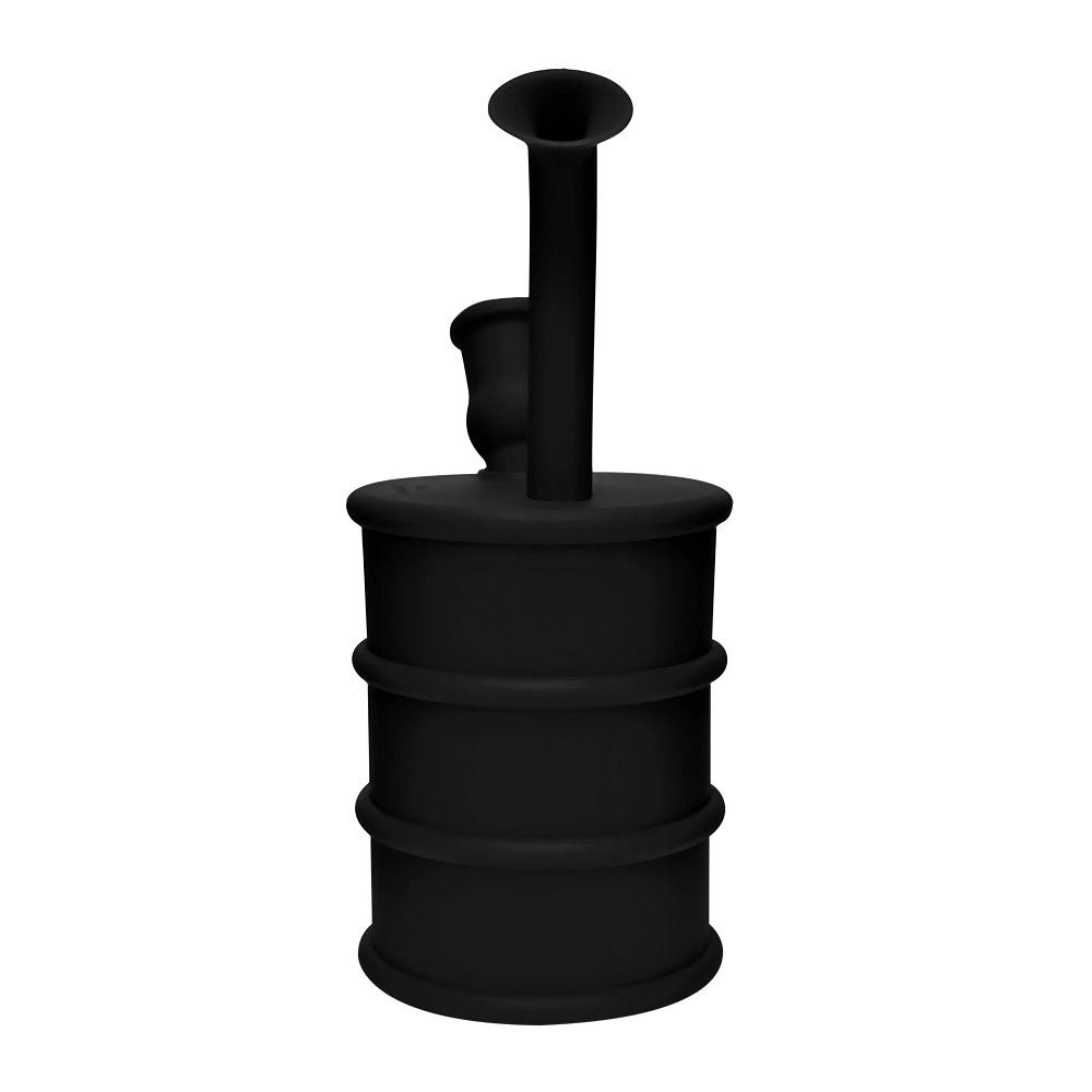 Unbreakable | Oil Can Silicone Water Pipe | 8.5in Tall - Metal Bowl - Black - 2