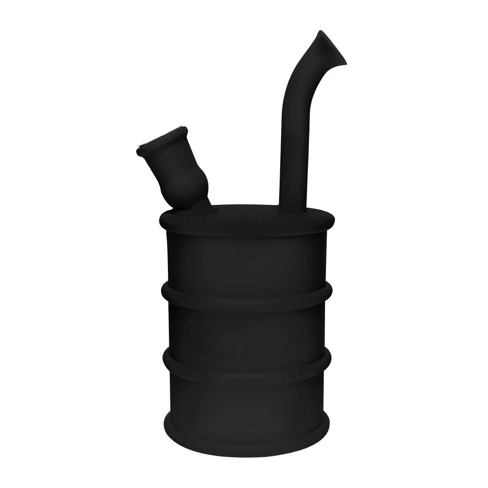 Unbreakable | Oil Can Silicone Water Pipe | 8.5in Tall - Metal Bowl - Black - 1