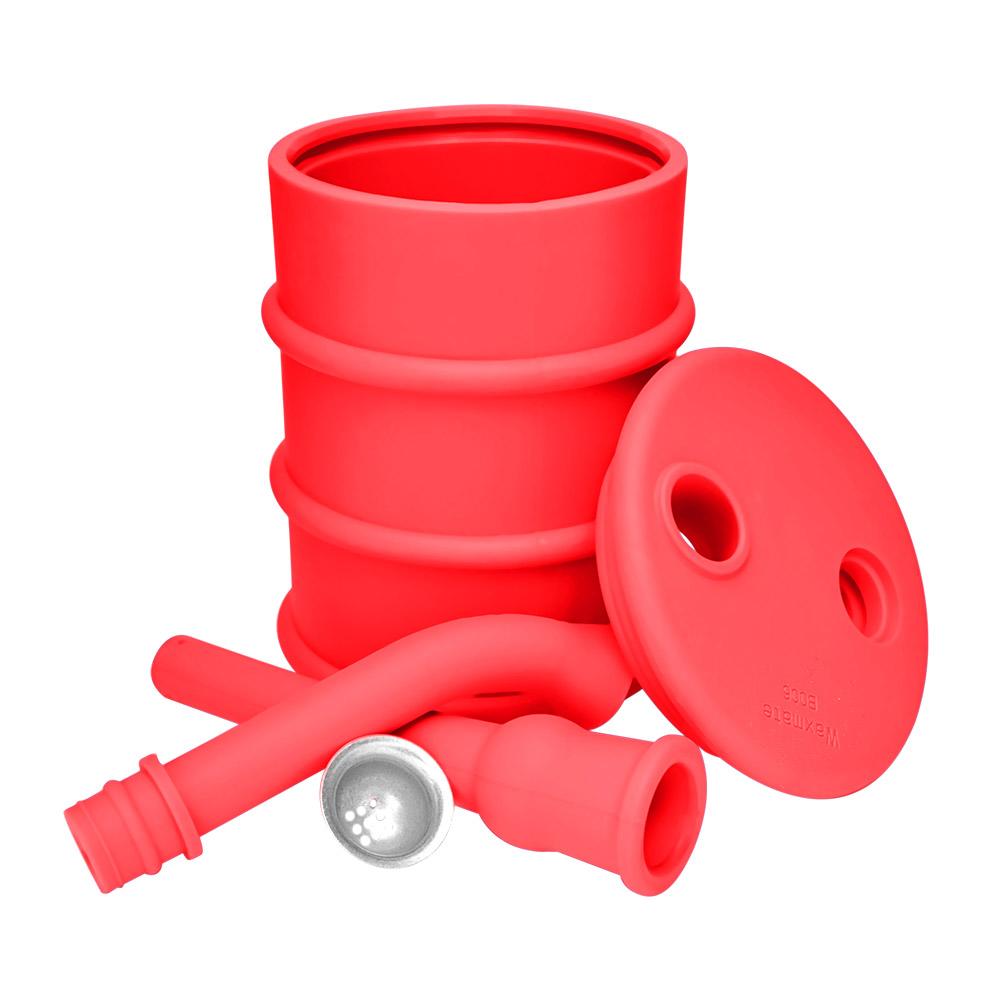 Unbreakable | Oil Can Silicone Water Pipe | 8.5in Tall - Metal Bowl - Red - 7