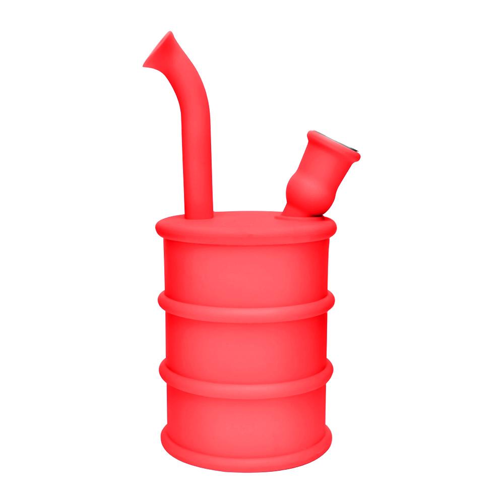 Unbreakable | Oil Can Silicone Water Pipe | 8.5in Tall - Metal Bowl - Red - 3