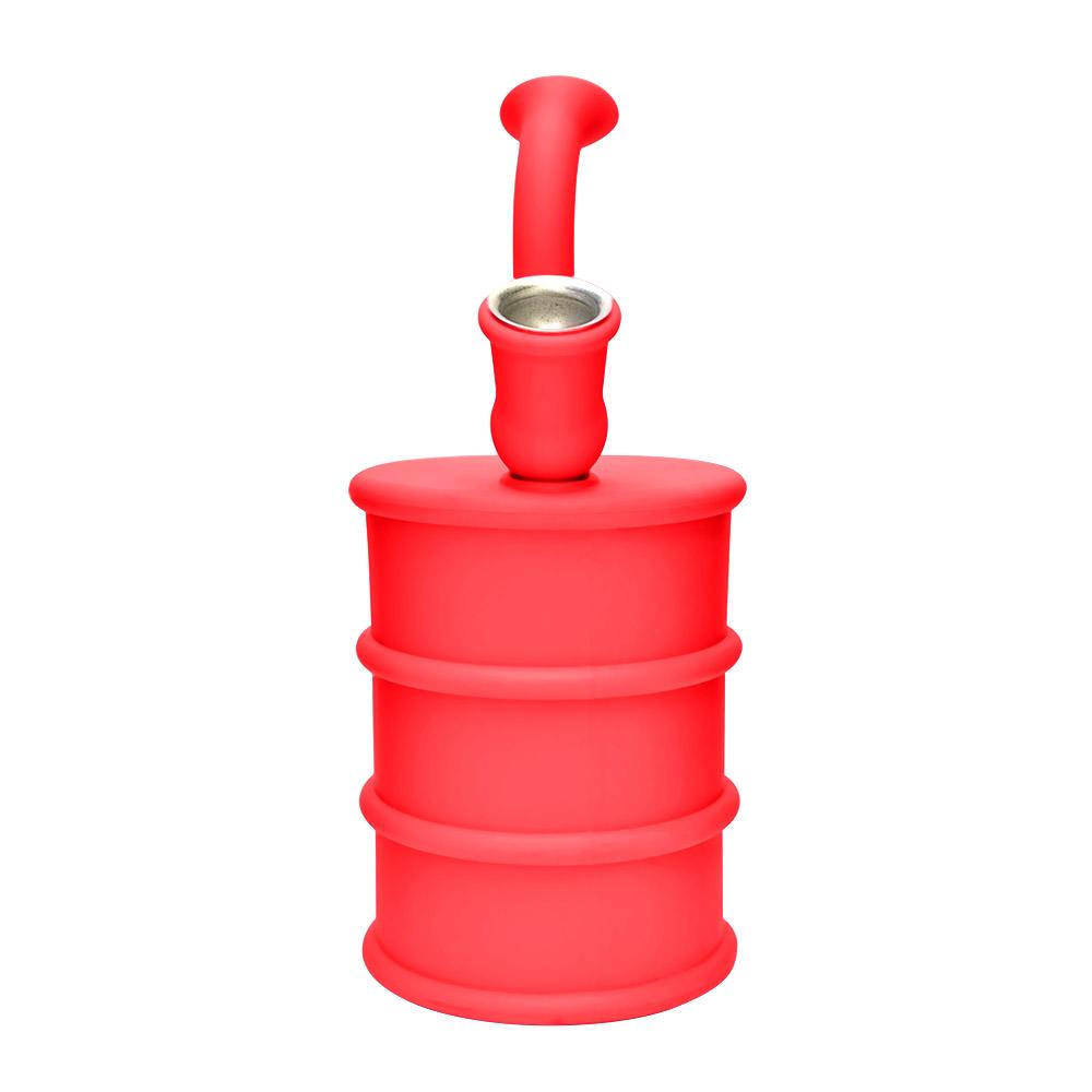 Unbreakable | Oil Can Silicone Water Pipe | 8.5in Tall - Metal Bowl - Red - 4